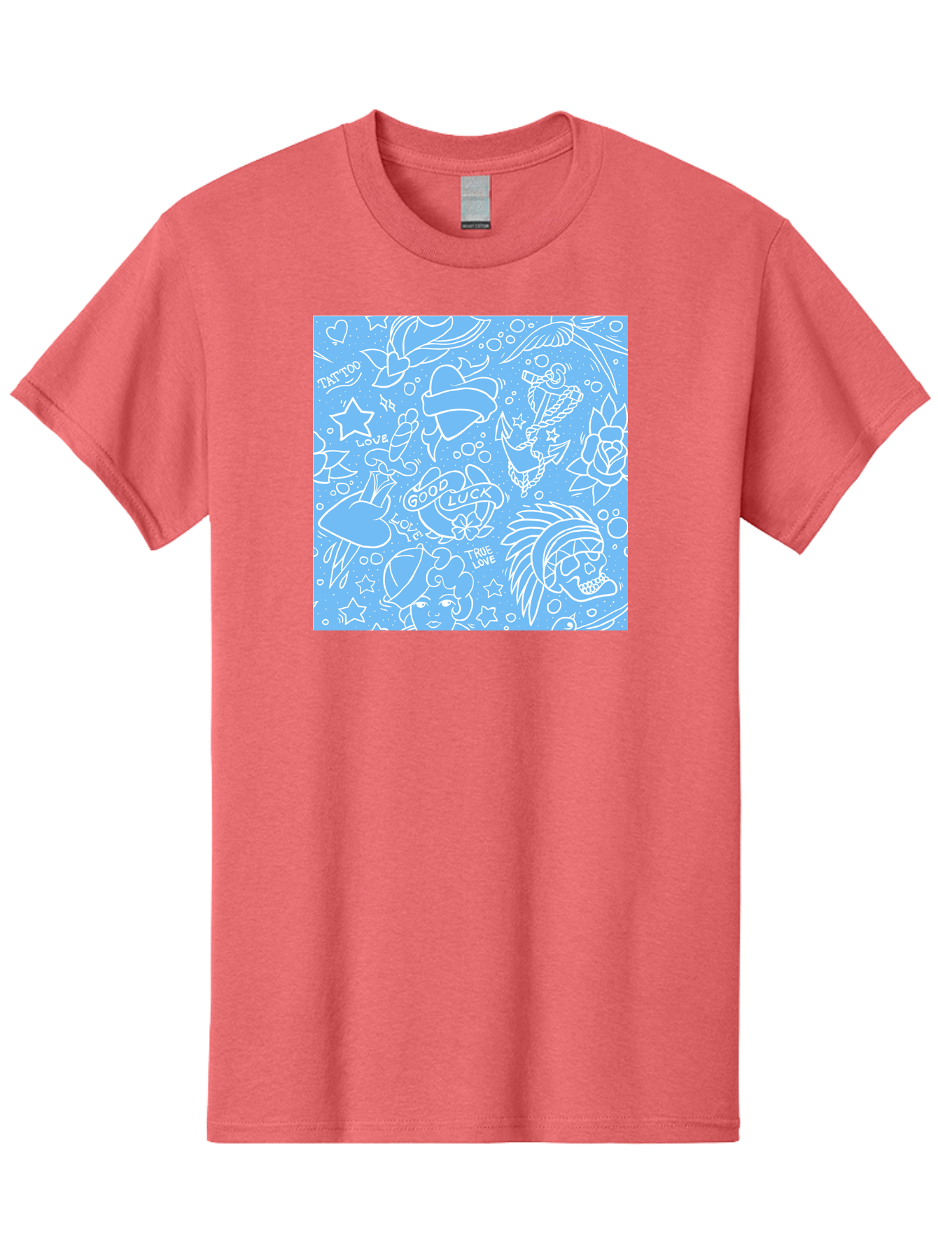 Tattoo Men'S Graphic Tee, 100% Cotton, Comfortable Casual Summer Wear, Machine Washable, Tattoo Designs, Skull Illustrations, Floral Motifs, Star Patterns, Banner Graphics, Ribbon Elements, Whimsical Doodles, Symbolic Imagery, Body Art Aac426