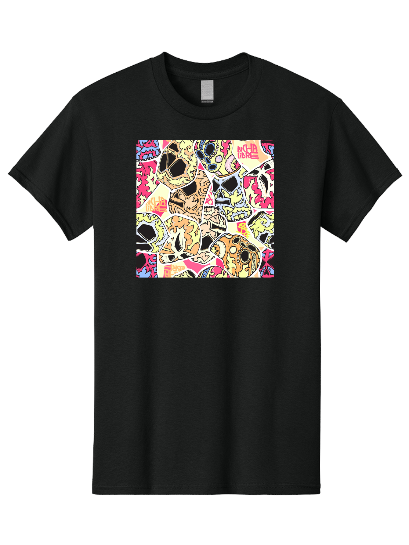 Wha-Libre Men'S Graphic Tee, 100% Cotton, Comfortable Casual Summer Wear, Machine Washable, Colorful Skulls, Sugar Skulls, Day Of The Dead, Vibrant Art, Wha Libre, Tattoo-Inspired Design, Street Art Style, Graphic Illustration, Ornate Details, Aac428