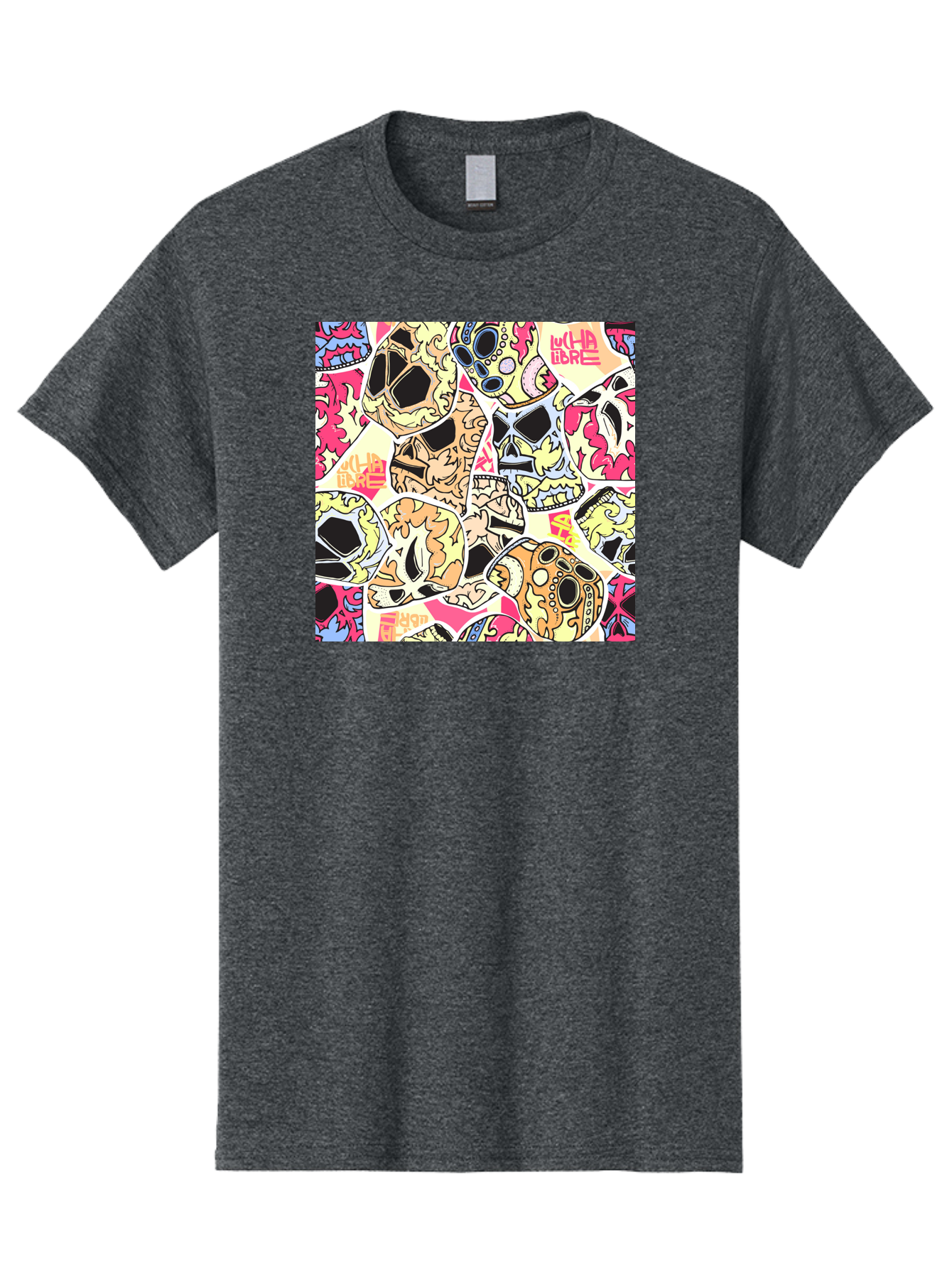 Wha-Libre Men'S Graphic Tee, 100% Cotton, Comfortable Casual Summer Wear, Machine Washable, Colorful Skulls, Sugar Skulls, Day Of The Dead, Vibrant Art, Wha Libre, Tattoo-Inspired Design, Street Art Style, Graphic Illustration, Ornate Details, Aac428