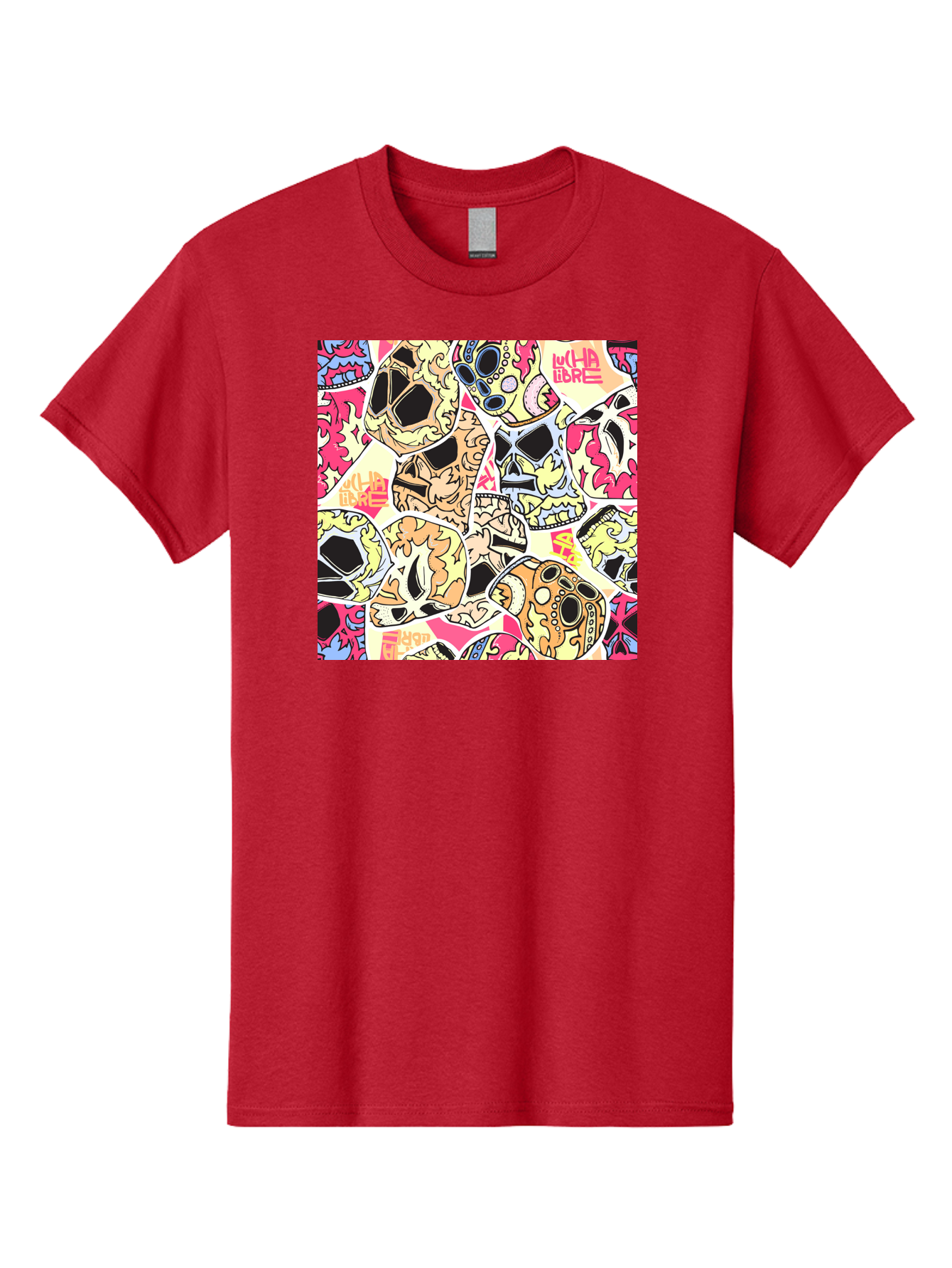 Wha-Libre Men'S Graphic Tee, 100% Cotton, Comfortable Casual Summer Wear, Machine Washable, Colorful Skulls, Sugar Skulls, Day Of The Dead, Vibrant Art, Wha Libre, Tattoo-Inspired Design, Street Art Style, Graphic Illustration, Ornate Details, Aac428