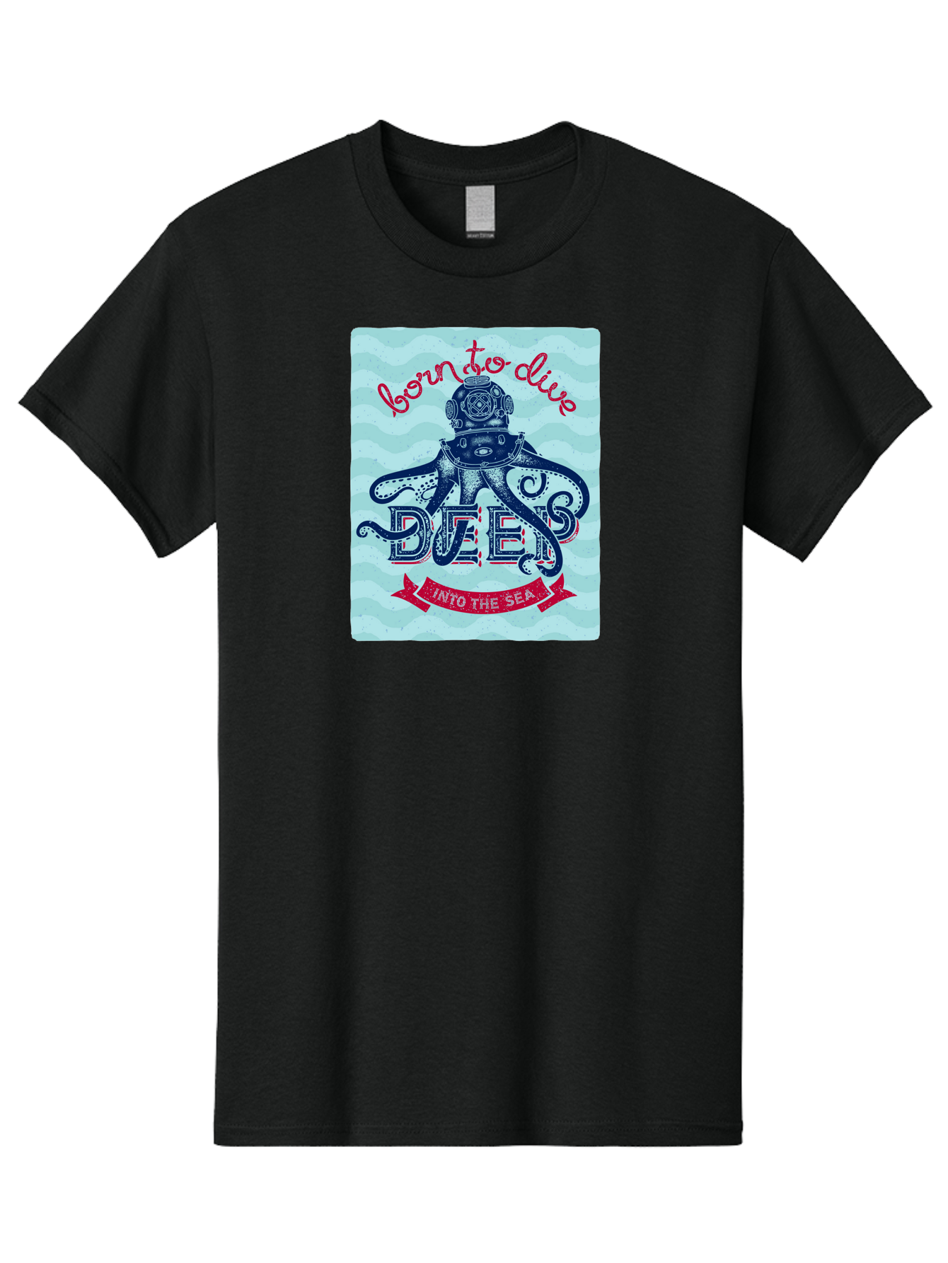 Born-To-Dive-1 Men'S Graphic Tee, 100% Cotton, Comfortable Casual Summer Wear, Machine Washable, Scuba Diving, Underwater Adventure, Diving Enthusiast, Octopus With Scuba Gear, Deep Sea Exploration, Ocean Lover, Vintage Style, Sea Creatures, Aac430