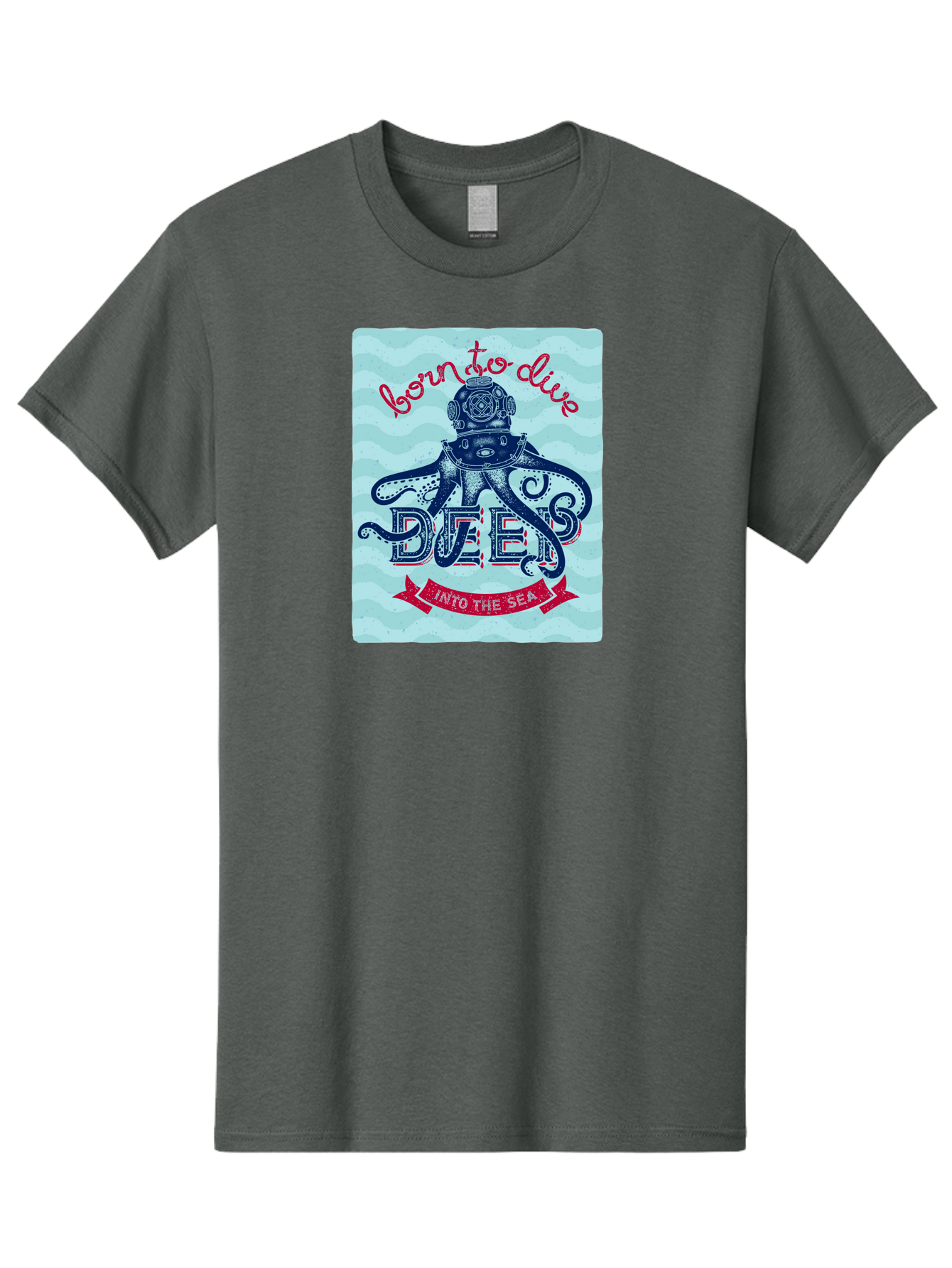 Born-To-Dive-1 Men'S Graphic Tee, 100% Cotton, Comfortable Casual Summer Wear, Machine Washable, Scuba Diving, Underwater Adventure, Diving Enthusiast, Octopus With Scuba Gear, Deep Sea Exploration, Ocean Lover, Vintage Style, Sea Creatures, Aac430