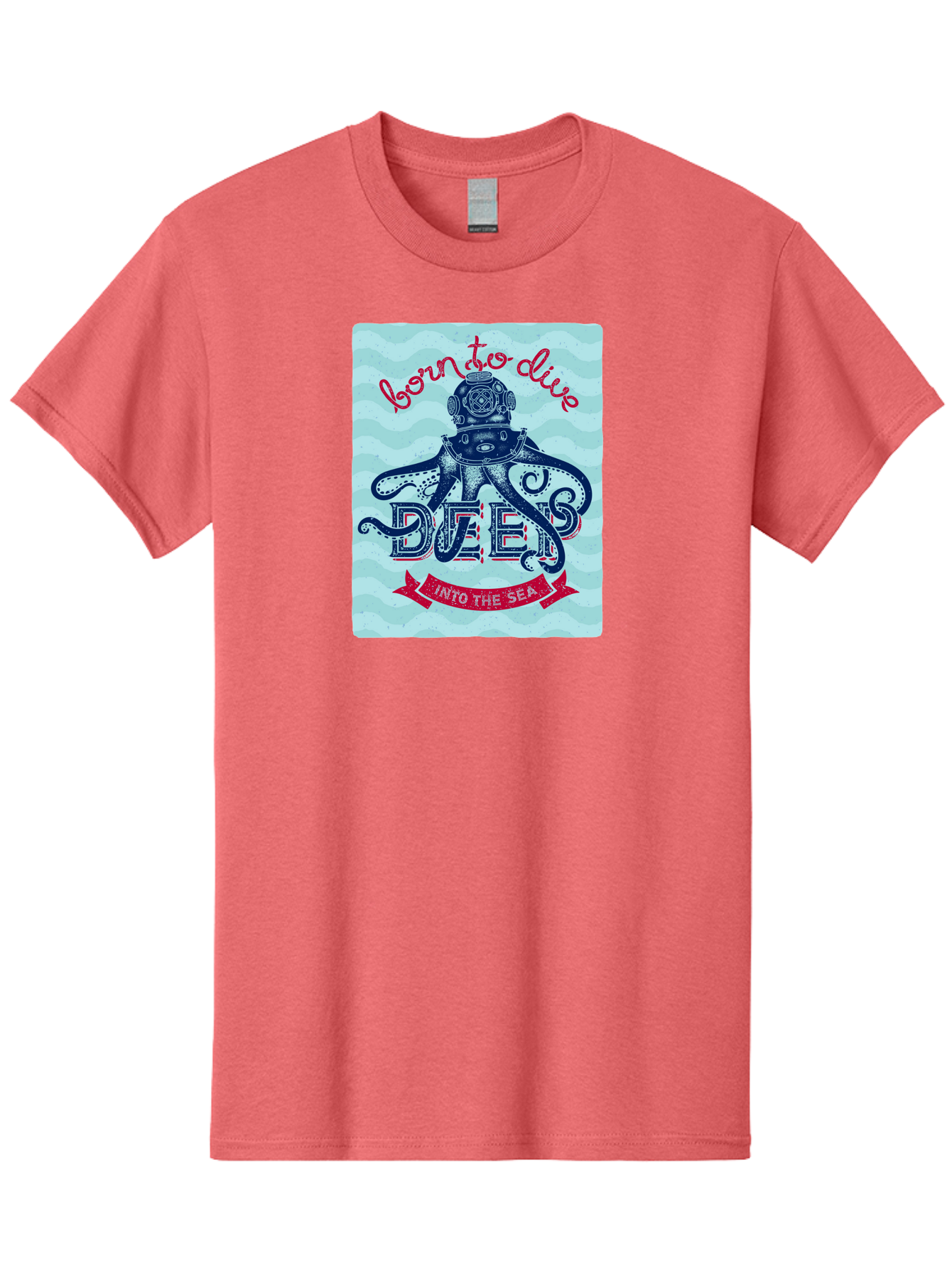 Born-To-Dive-1 Men'S Graphic Tee, 100% Cotton, Comfortable Casual Summer Wear, Machine Washable, Scuba Diving, Underwater Adventure, Diving Enthusiast, Octopus With Scuba Gear, Deep Sea Exploration, Ocean Lover, Vintage Style, Sea Creatures, Aac430