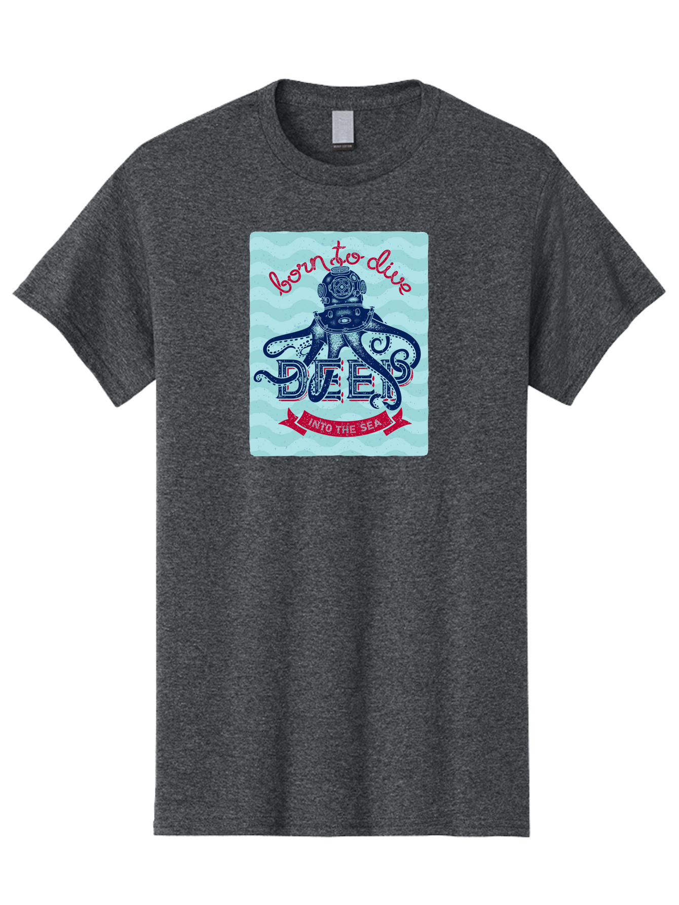 Born-To-Dive-1 Men'S Graphic Tee, 100% Cotton, Comfortable Casual Summer Wear, Machine Washable, Scuba Diving, Underwater Adventure, Diving Enthusiast, Octopus With Scuba Gear, Deep Sea Exploration, Ocean Lover, Vintage Style, Sea Creatures, Aac430