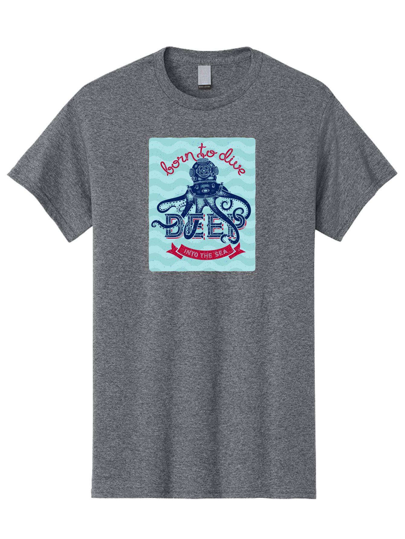 Born-To-Dive-1 Men'S Graphic Tee, 100% Cotton, Comfortable Casual Summer Wear, Machine Washable, Scuba Diving, Underwater Adventure, Diving Enthusiast, Octopus With Scuba Gear, Deep Sea Exploration, Ocean Lover, Vintage Style, Sea Creatures, Aac430