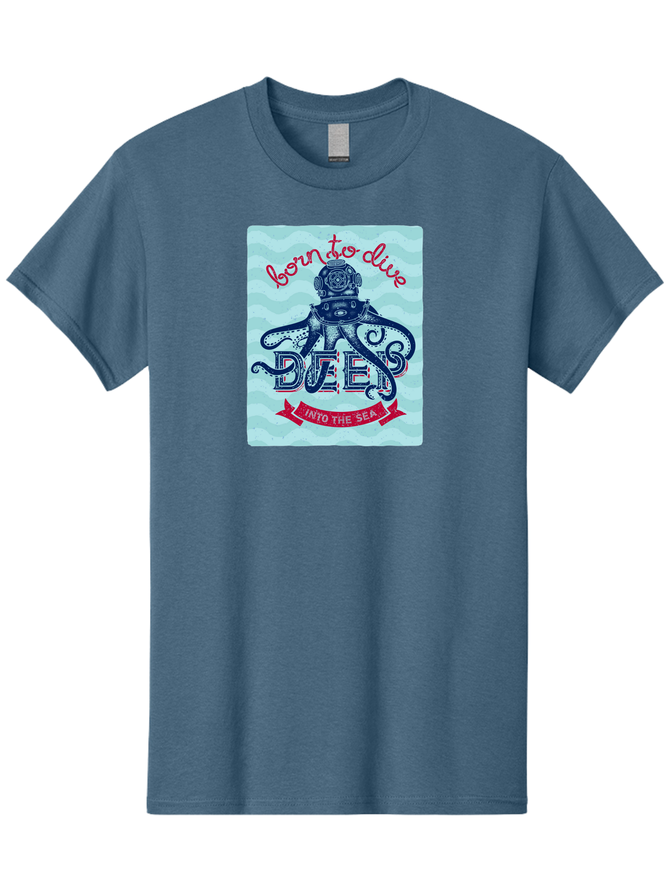 Born-To-Dive-1 Men'S Graphic Tee, 100% Cotton, Comfortable Casual Summer Wear, Machine Washable, Scuba Diving, Underwater Adventure, Diving Enthusiast, Octopus With Scuba Gear, Deep Sea Exploration, Ocean Lover, Vintage Style, Sea Creatures, Aac430