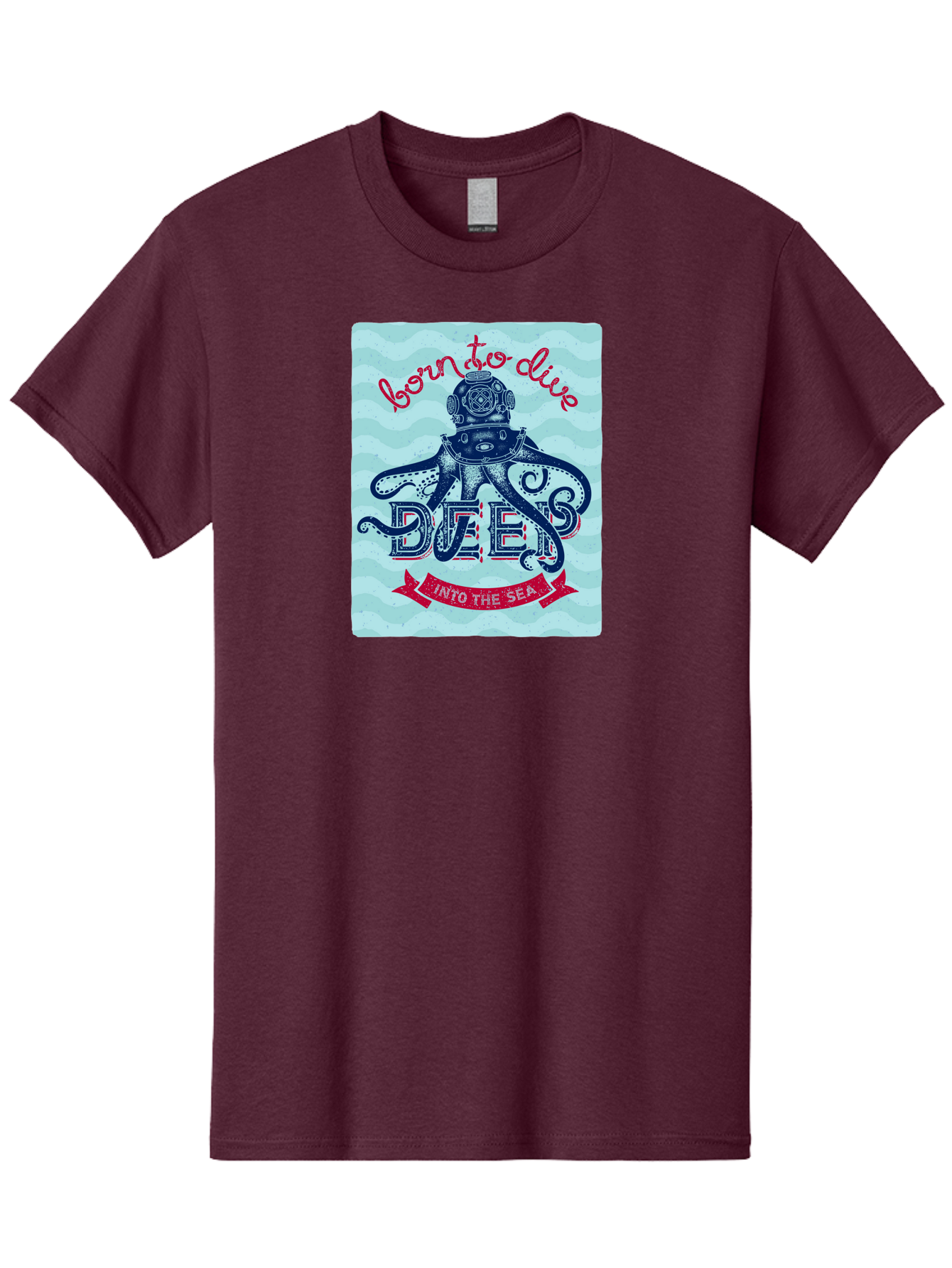 Born-To-Dive-1 Men'S Graphic Tee, 100% Cotton, Comfortable Casual Summer Wear, Machine Washable, Scuba Diving, Underwater Adventure, Diving Enthusiast, Octopus With Scuba Gear, Deep Sea Exploration, Ocean Lover, Vintage Style, Sea Creatures, Aac430