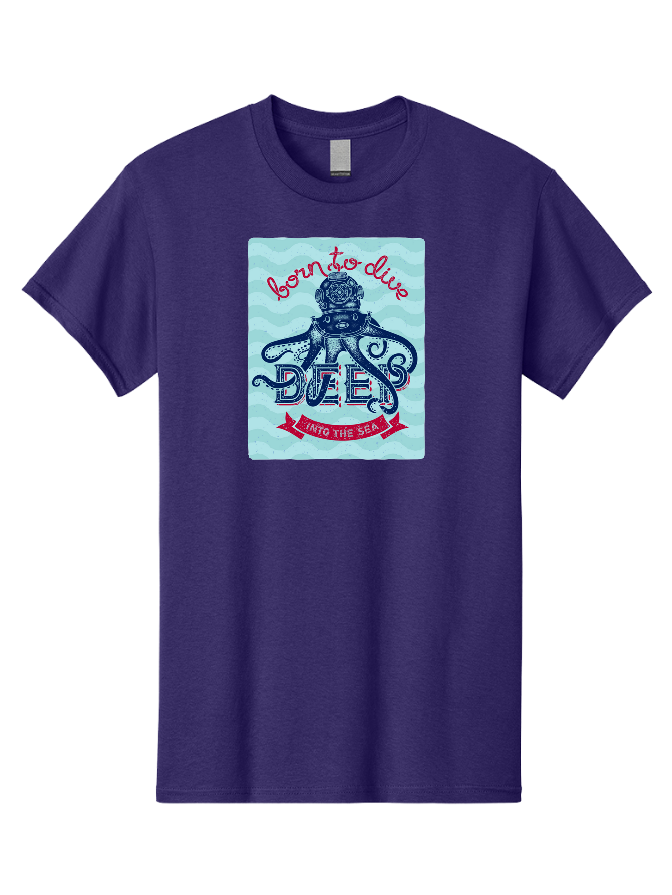 Born-To-Dive-1 Men'S Graphic Tee, 100% Cotton, Comfortable Casual Summer Wear, Machine Washable, Scuba Diving, Underwater Adventure, Diving Enthusiast, Octopus With Scuba Gear, Deep Sea Exploration, Ocean Lover, Vintage Style, Sea Creatures, Aac430
