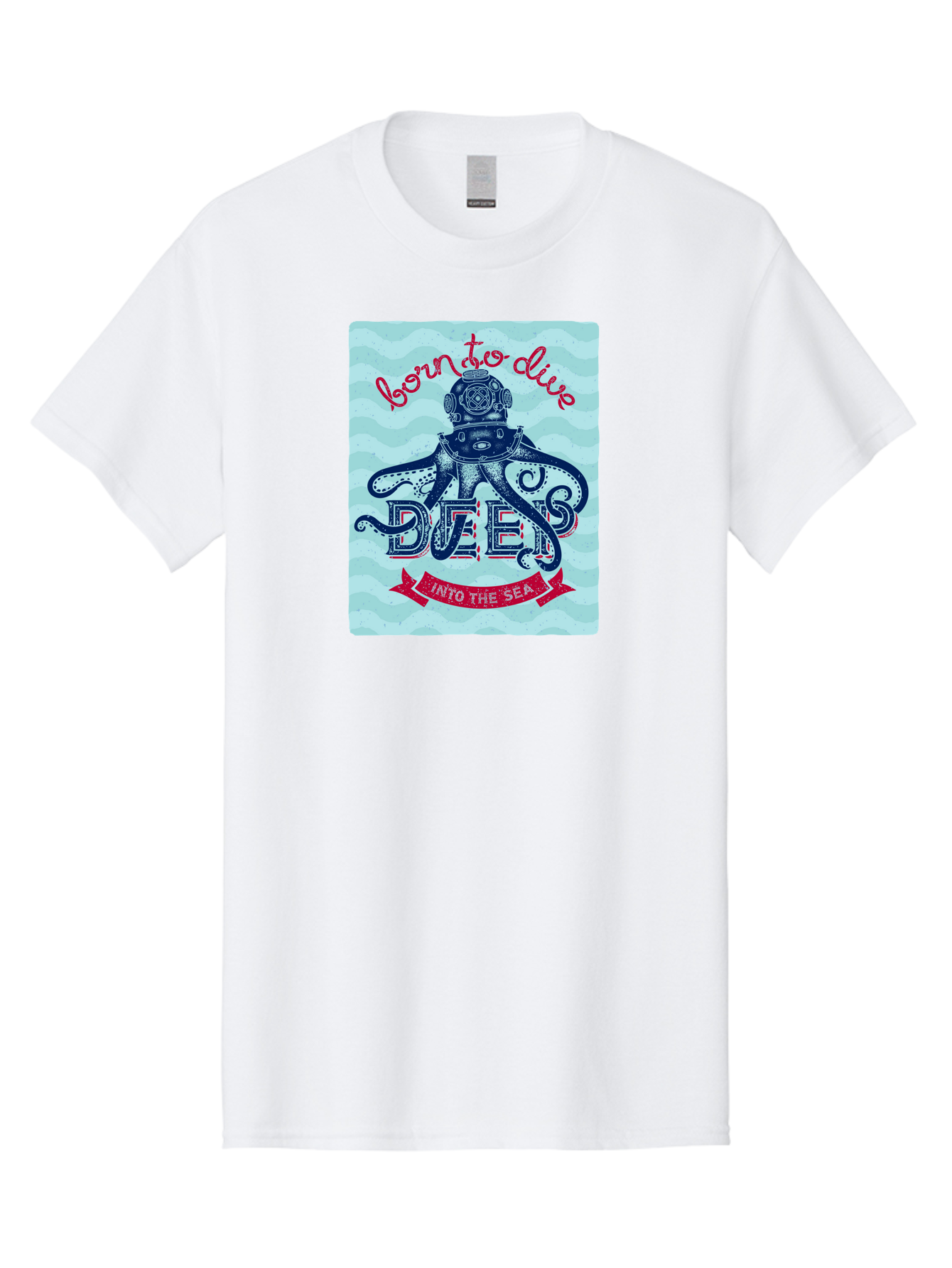Born-To-Dive-1 Men'S Graphic Tee, 100% Cotton, Comfortable Casual Summer Wear, Machine Washable, Scuba Diving, Underwater Adventure, Diving Enthusiast, Octopus With Scuba Gear, Deep Sea Exploration, Ocean Lover, Vintage Style, Sea Creatures, Aac430