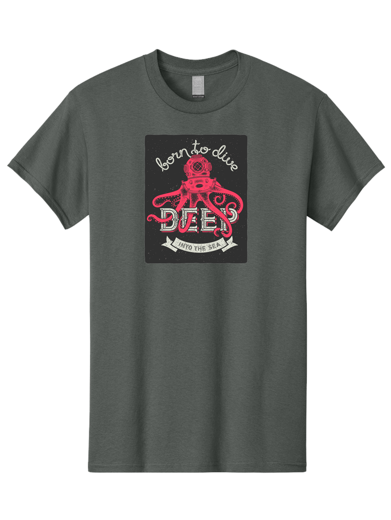 Born-To-Dive-2 Men'S Graphic Tee, 100% Cotton, Comfortable Casual Summer Wear, Machine Washable, Scuba Diver, Octopus, Underwater Adventure, Deep Sea, Diving Passion, Ocean Exploration, Sea Creatures, Nautical Art, Vintage Design Aac431