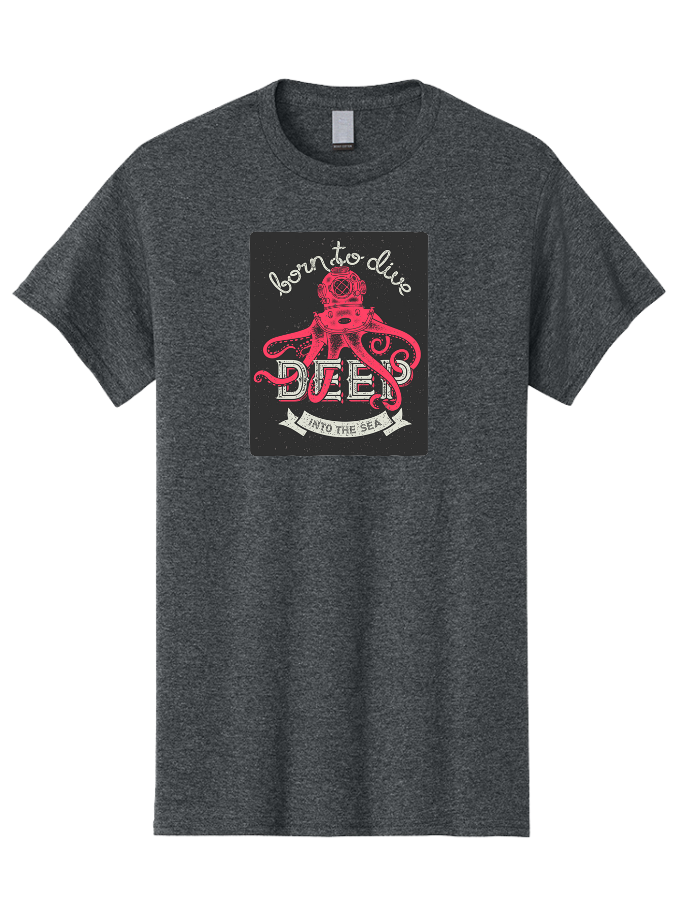 Born-To-Dive-2 Men'S Graphic Tee, 100% Cotton, Comfortable Casual Summer Wear, Machine Washable, Scuba Diver, Octopus, Underwater Adventure, Deep Sea, Diving Passion, Ocean Exploration, Sea Creatures, Nautical Art, Vintage Design Aac431