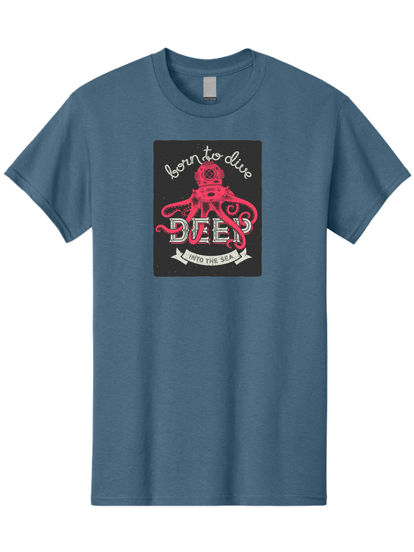Born-To-Dive-2 Men'S Graphic Tee, 100% Cotton, Comfortable Casual Summer Wear, Machine Washable, Scuba Diver, Octopus, Underwater Adventure, Deep Sea, Diving Passion, Ocean Exploration, Sea Creatures, Nautical Art, Vintage Design Aac431