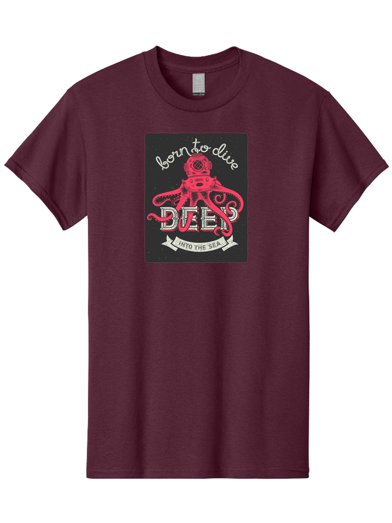 Born-To-Dive-2 Men'S Graphic Tee, 100% Cotton, Comfortable Casual Summer Wear, Machine Washable, Scuba Diver, Octopus, Underwater Adventure, Deep Sea, Diving Passion, Ocean Exploration, Sea Creatures, Nautical Art, Vintage Design Aac431