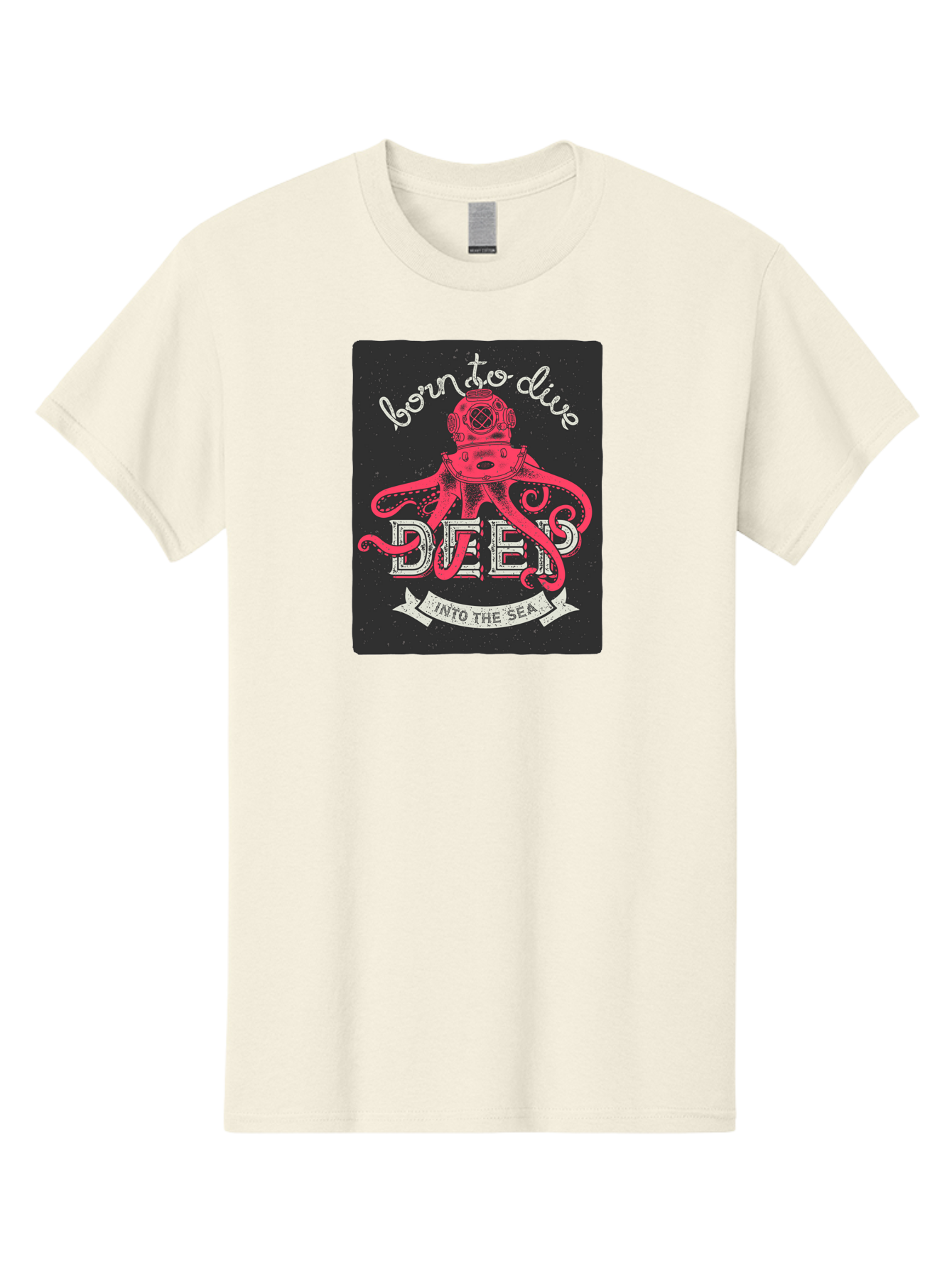 Born-To-Dive-2 Men'S Graphic Tee, 100% Cotton, Comfortable Casual Summer Wear, Machine Washable, Scuba Diver, Octopus, Underwater Adventure, Deep Sea, Diving Passion, Ocean Exploration, Sea Creatures, Nautical Art, Vintage Design Aac431