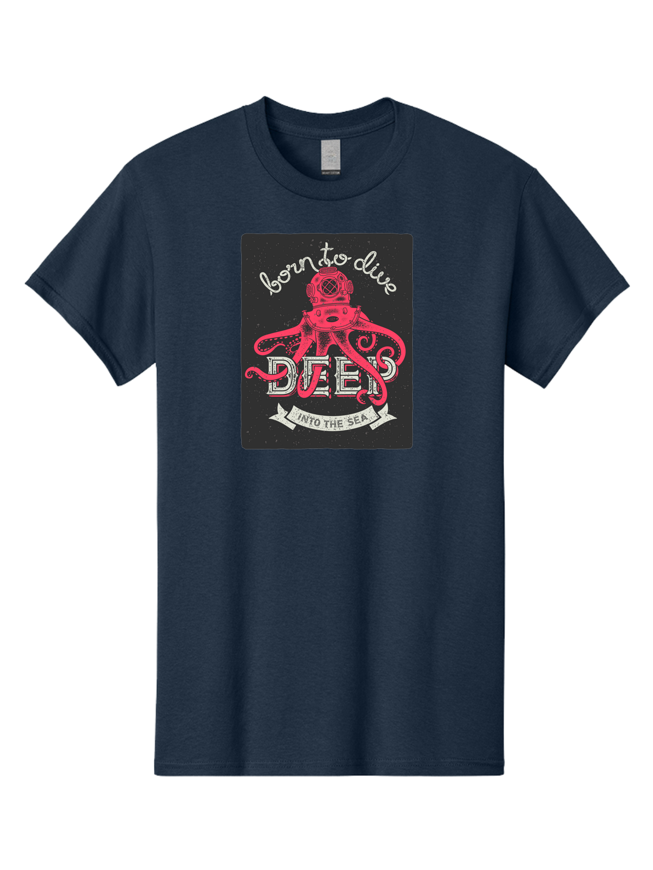 Born-To-Dive-2 Men'S Graphic Tee, 100% Cotton, Comfortable Casual Summer Wear, Machine Washable, Scuba Diver, Octopus, Underwater Adventure, Deep Sea, Diving Passion, Ocean Exploration, Sea Creatures, Nautical Art, Vintage Design Aac431