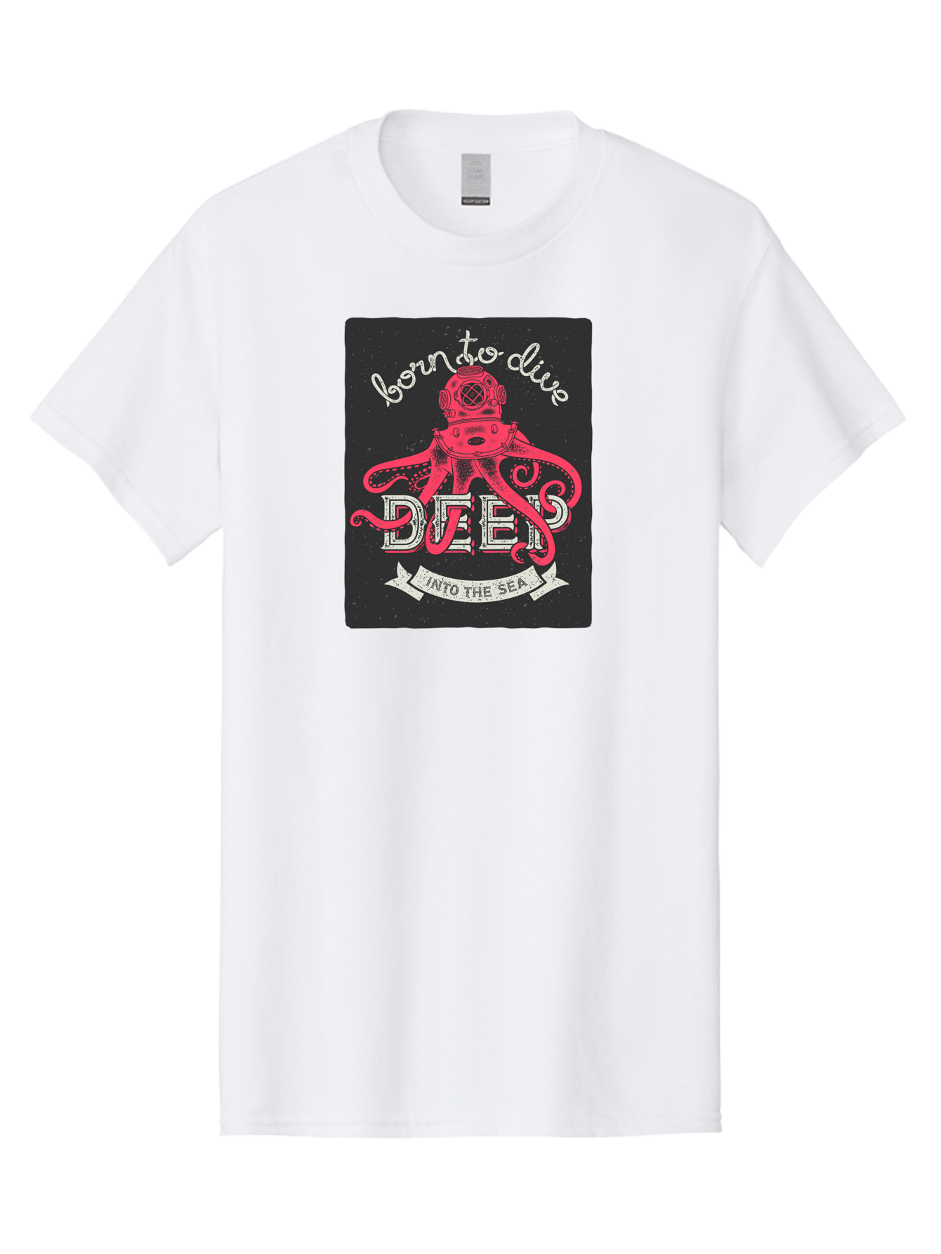 Born-To-Dive-2 Men'S Graphic Tee, 100% Cotton, Comfortable Casual Summer Wear, Machine Washable, Scuba Diver, Octopus, Underwater Adventure, Deep Sea, Diving Passion, Ocean Exploration, Sea Creatures, Nautical Art, Vintage Design Aac431