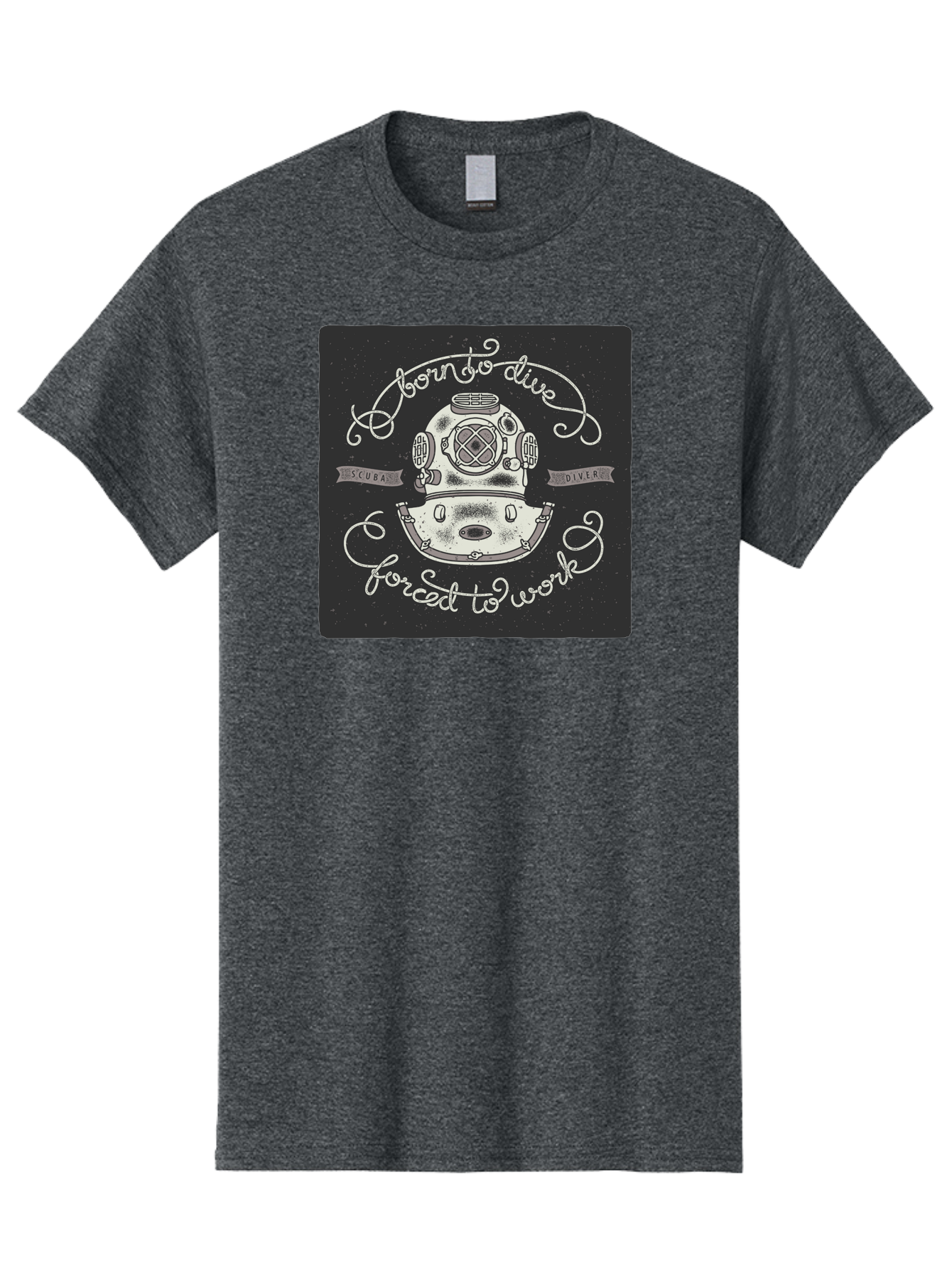 Born-To-Dive-3 Men'S Graphic Tee, 100% Cotton, Comfortable Casual Summer Wear, Machine Washable, Scuba Diver, Diving Helmet, Underwater Exploration, Ocean Adventure, Vintage Diving Gear, Motivational Quote, Typography Art, Nautical Theme, Aac432