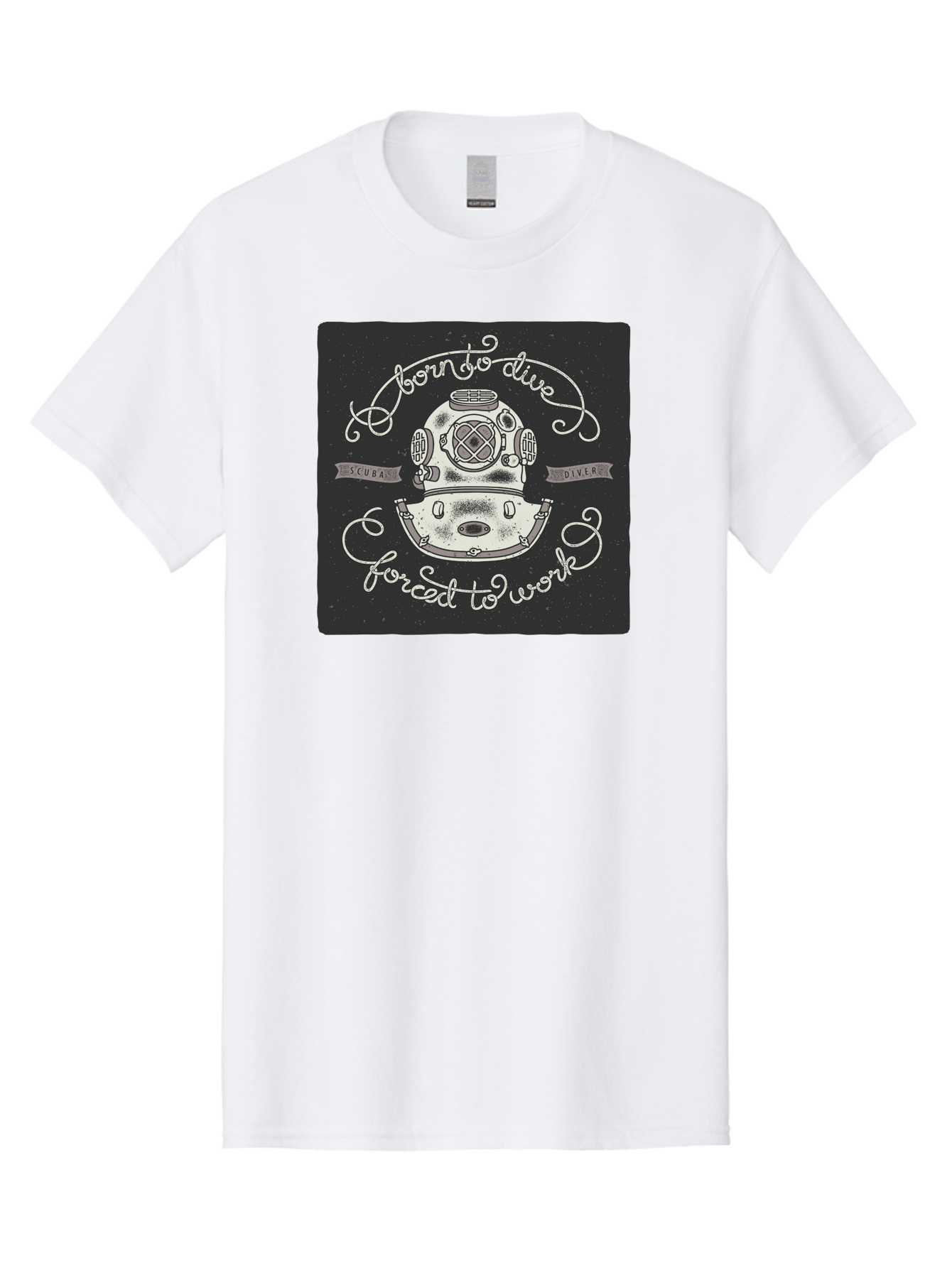Born-To-Dive-3 Men'S Graphic Tee, 100% Cotton, Comfortable Casual Summer Wear, Machine Washable, Scuba Diver, Diving Helmet, Underwater Exploration, Ocean Adventure, Vintage Diving Gear, Motivational Quote, Typography Art, Nautical Theme, Aac432