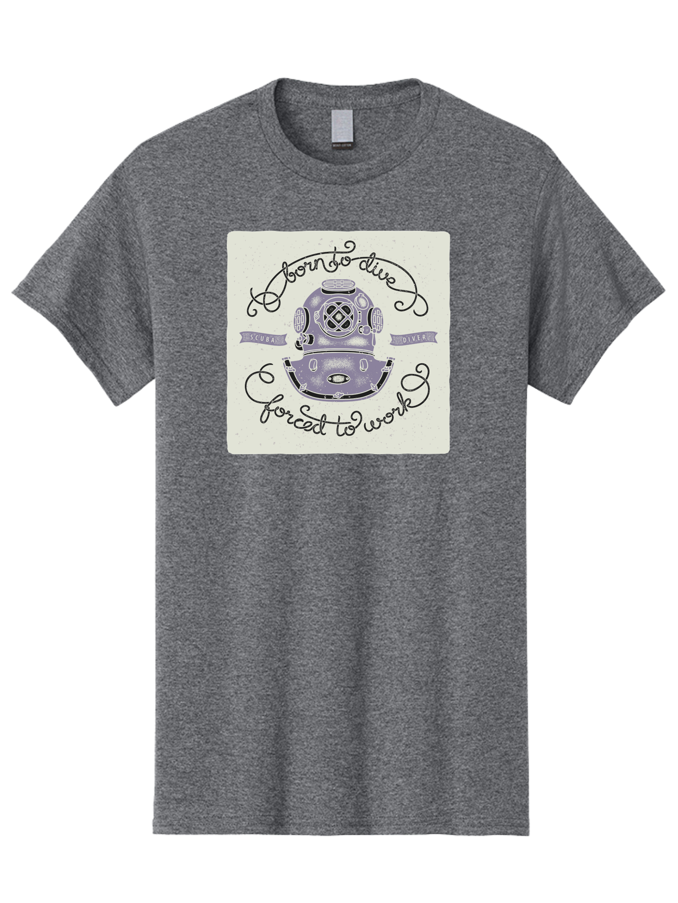 Born-To-Dive Men'S Graphic Tee, 100% Cotton, Comfortable Casual Summer Wear, Machine Washable, Scuba Diver, Diving Helmet, Underwater Adventure, Ocean Exploration, Vintage Diving Gear, Scuba Diving, Diver'S Life, Born To Dive, Forced To Work, Aac433