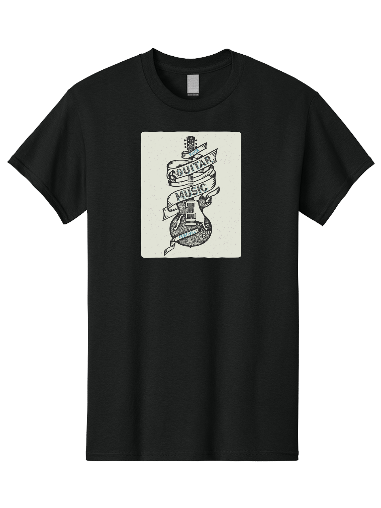 Guitar-Music-Festival Men'S Graphic Tee, 100% Cotton, Comfortable Casual Summer Wear, Machine Washable, Guitar Music Festival, Electric Guitar, Rock Music, Hand-Drawn Illustration, Festival Banner, Music Event, Guitar Art Aac437