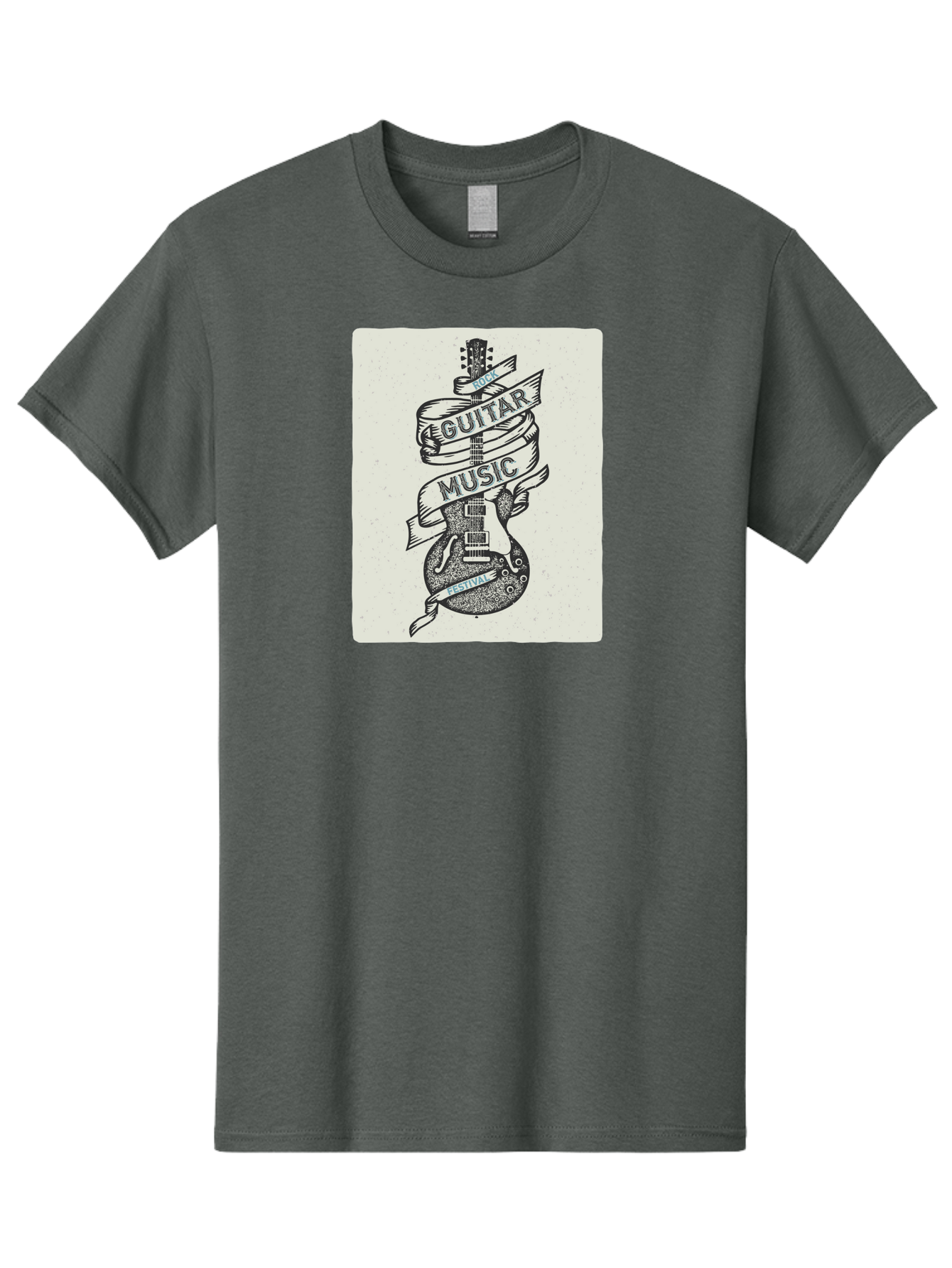 Guitar-Music-Festival Men'S Graphic Tee, 100% Cotton, Comfortable Casual Summer Wear, Machine Washable, Guitar Music Festival, Electric Guitar, Rock Music, Hand-Drawn Illustration, Festival Banner, Music Event, Guitar Art Aac437