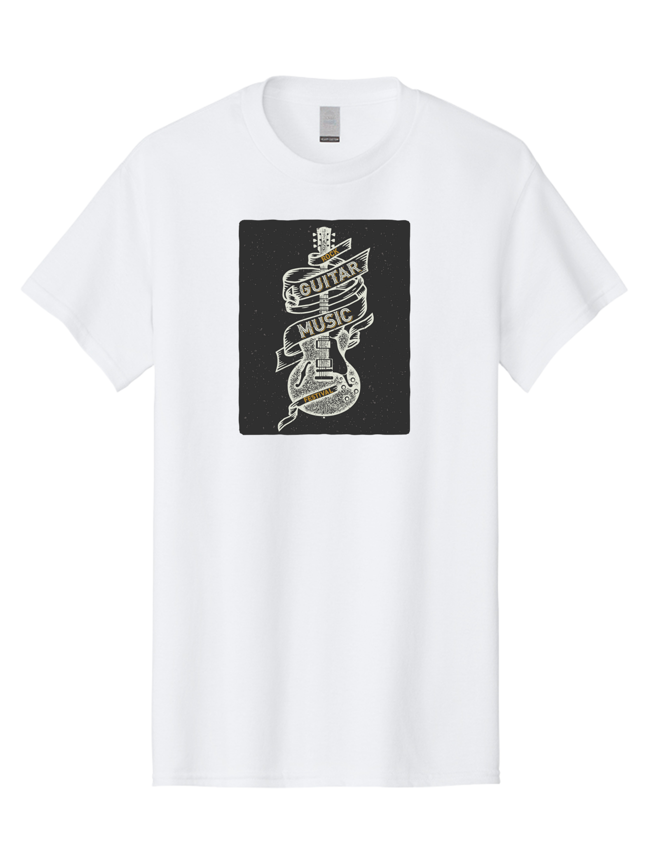 Rock-Guitar-Music-Festival Men'S Graphic Tee, 100% Cotton, Comfortable Casual Summer Wear, Machine Washable, Rock Guitar, Music Festival, Guitar Illustration, Festival Banner, Music Event, Rock Concert, Guitar Art, Festival Graphics, Aac439