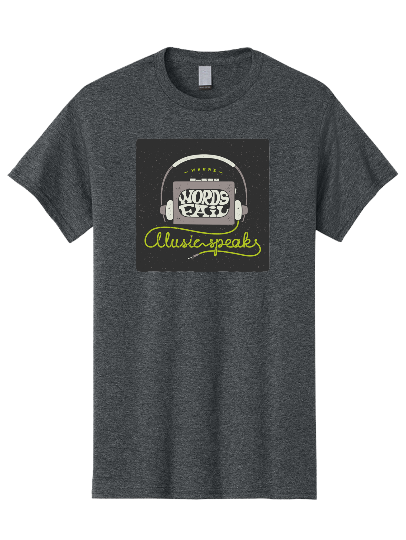 Where-Words-Fail-Music-Speaks Men'S Graphic Tee, 100% Cotton, Comfortable Casual Summer Wear, Machine Washable, Music Inspiration, Emotional Expression, Creative Quotes, Motivational Phrases, Where Words Fail Music Speaks, Aac441