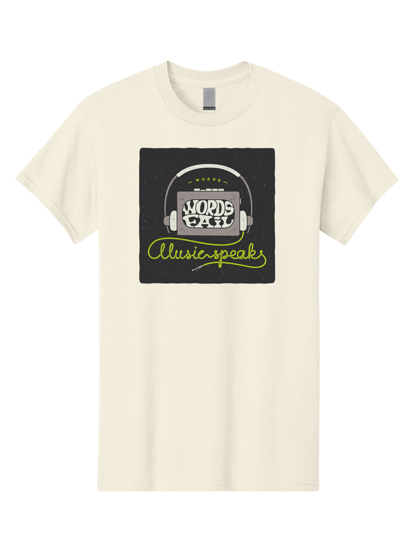 Where-Words-Fail-Music-Speaks Men'S Graphic Tee, 100% Cotton, Comfortable Casual Summer Wear, Machine Washable, Music Inspiration, Emotional Expression, Creative Quotes, Motivational Phrases, Where Words Fail Music Speaks, Aac441