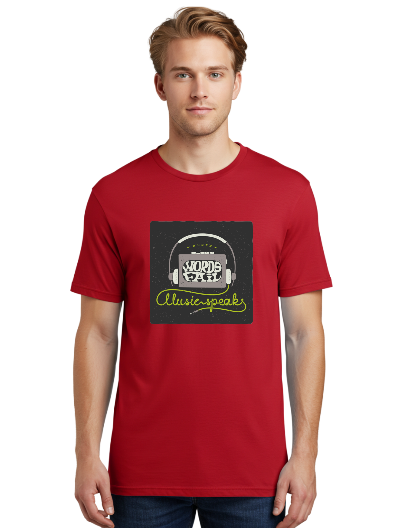 Where-Words-Fail-Music-Speaks Men'S Graphic Tee, 100% Cotton, Comfortable Casual Summer Wear, Machine Washable, Music Inspiration, Emotional Expression, Creative Quotes, Motivational Phrases, Where Words Fail Music Speaks, Aac441