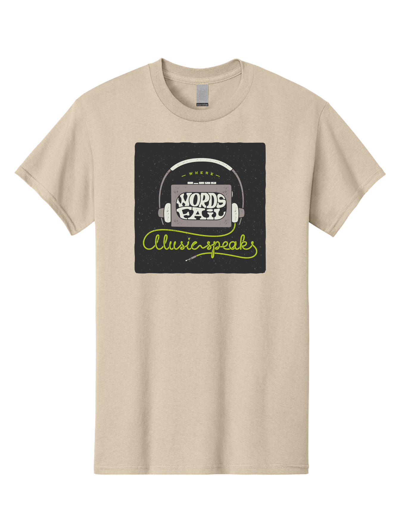 Where-Words-Fail-Music-Speaks Men'S Graphic Tee, 100% Cotton, Comfortable Casual Summer Wear, Machine Washable, Music Inspiration, Emotional Expression, Creative Quotes, Motivational Phrases, Where Words Fail Music Speaks, Aac441