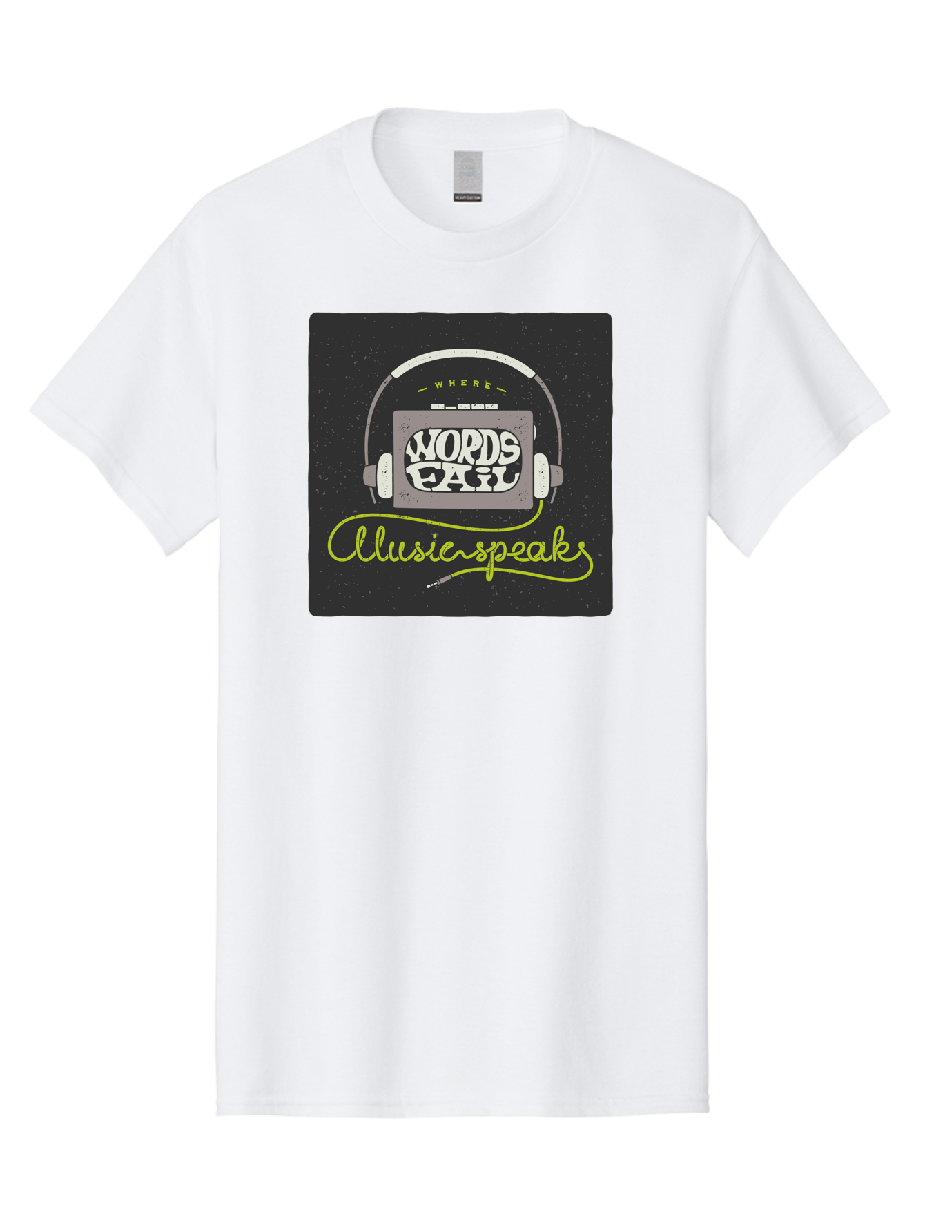 Where-Words-Fail-Music-Speaks Men'S Graphic Tee, 100% Cotton, Comfortable Casual Summer Wear, Machine Washable, Music Inspiration, Emotional Expression, Creative Quotes, Motivational Phrases, Where Words Fail Music Speaks, Aac441