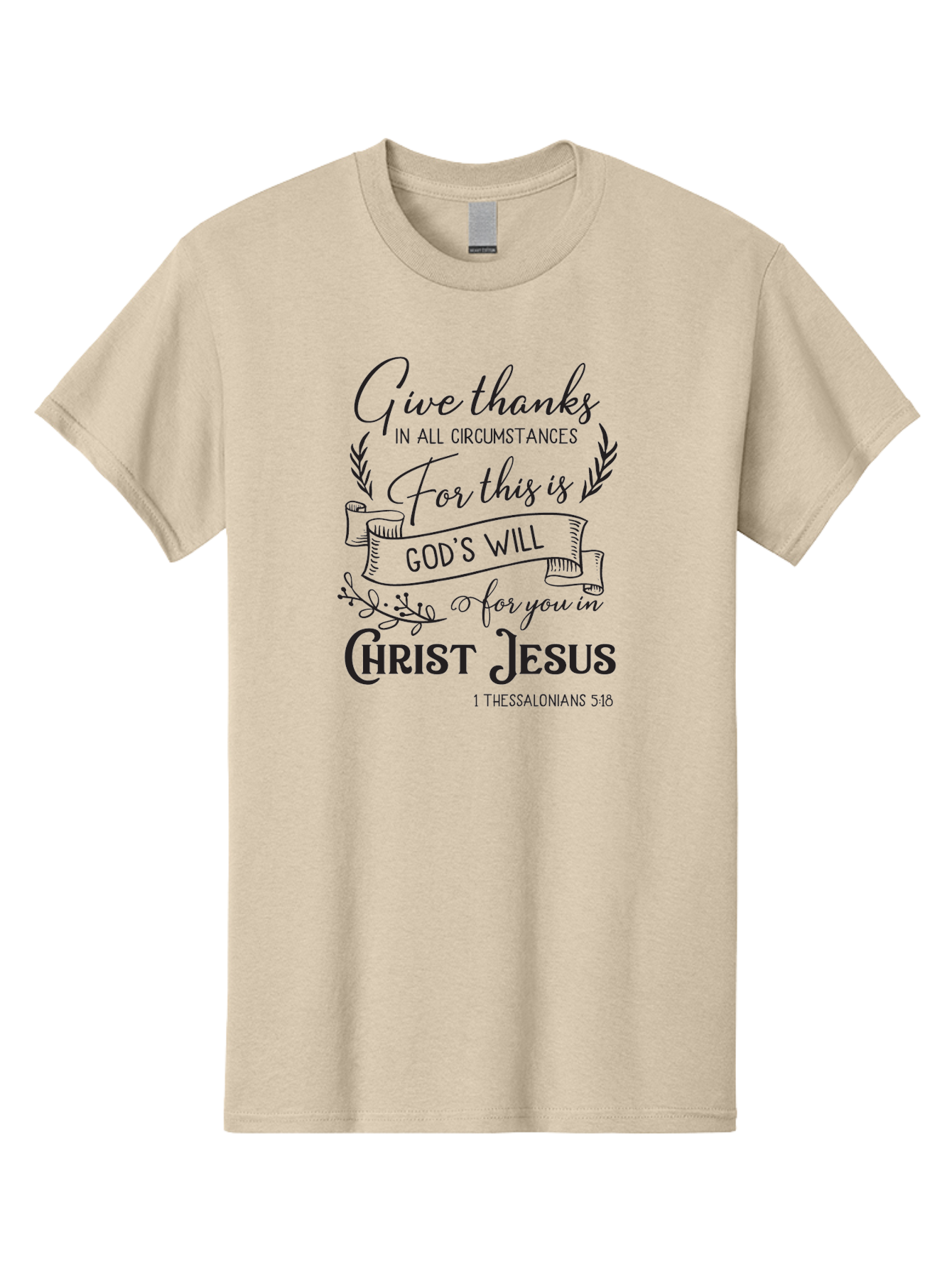 1-Thessalonians-5-18 Men'S Graphic Tee, 100% Cotton, Comfortable Casual Summer Wear, Machine Washable, Give Thanks In All Circumstances, God'S Will For You In Christ Jesus, Inspirational Bible Verse, 1 Thessalonians 5:18, Aac444