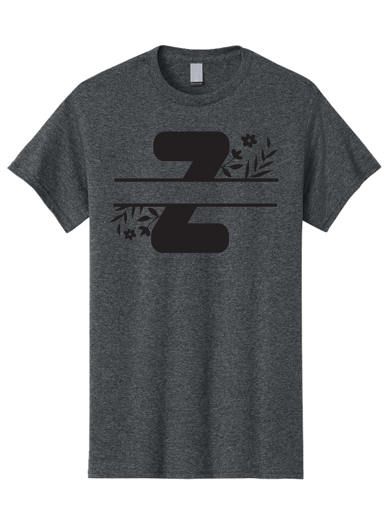 33 Men'S Graphic Tee, 100% Cotton, Comfortable Casual Summer Wear, Machine Washable, Number 33, Floral Design, Leafy Patterns, Flower Motifs, Elegant Typography, Decorative Elements, Black And Green Color Scheme Aac446
