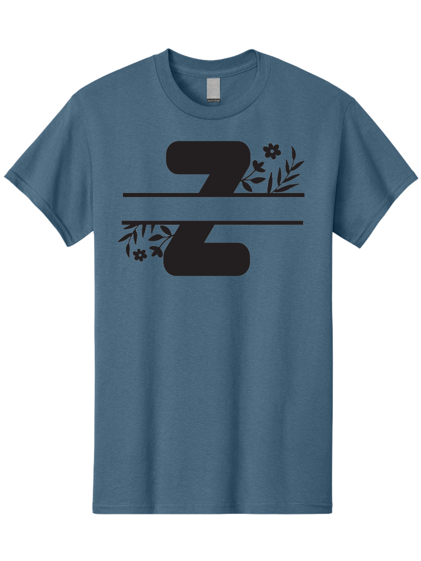 33 Men'S Graphic Tee, 100% Cotton, Comfortable Casual Summer Wear, Machine Washable, Number 33, Floral Design, Leafy Patterns, Flower Motifs, Elegant Typography, Decorative Elements, Black And Green Color Scheme Aac446