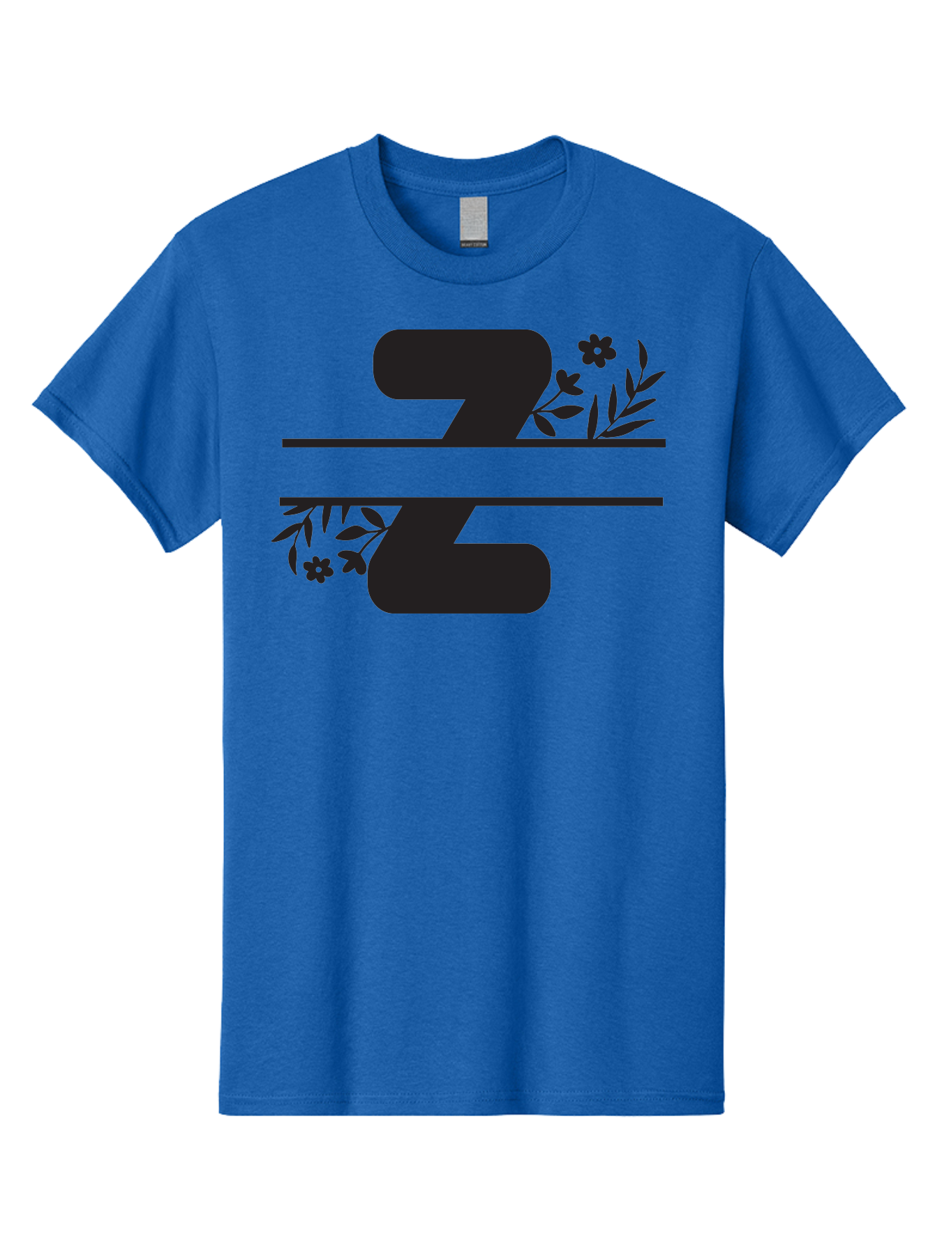 33 Men'S Graphic Tee, 100% Cotton, Comfortable Casual Summer Wear, Machine Washable, Number 33, Floral Design, Leafy Patterns, Flower Motifs, Elegant Typography, Decorative Elements, Black And Green Color Scheme Aac446