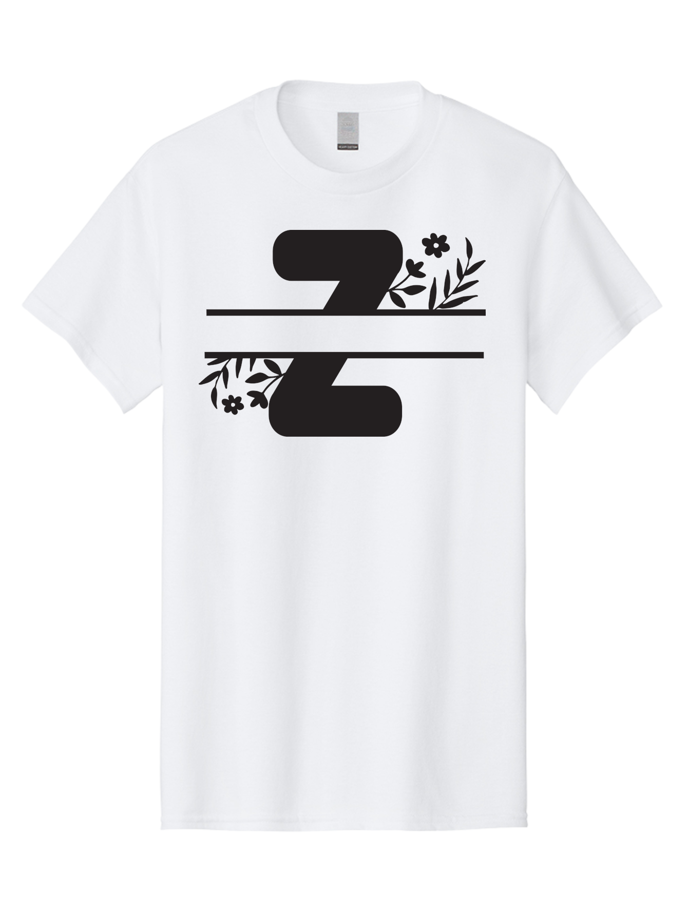 33 Men'S Graphic Tee, 100% Cotton, Comfortable Casual Summer Wear, Machine Washable, Number 33, Floral Design, Leafy Patterns, Flower Motifs, Elegant Typography, Decorative Elements, Black And Green Color Scheme Aac446