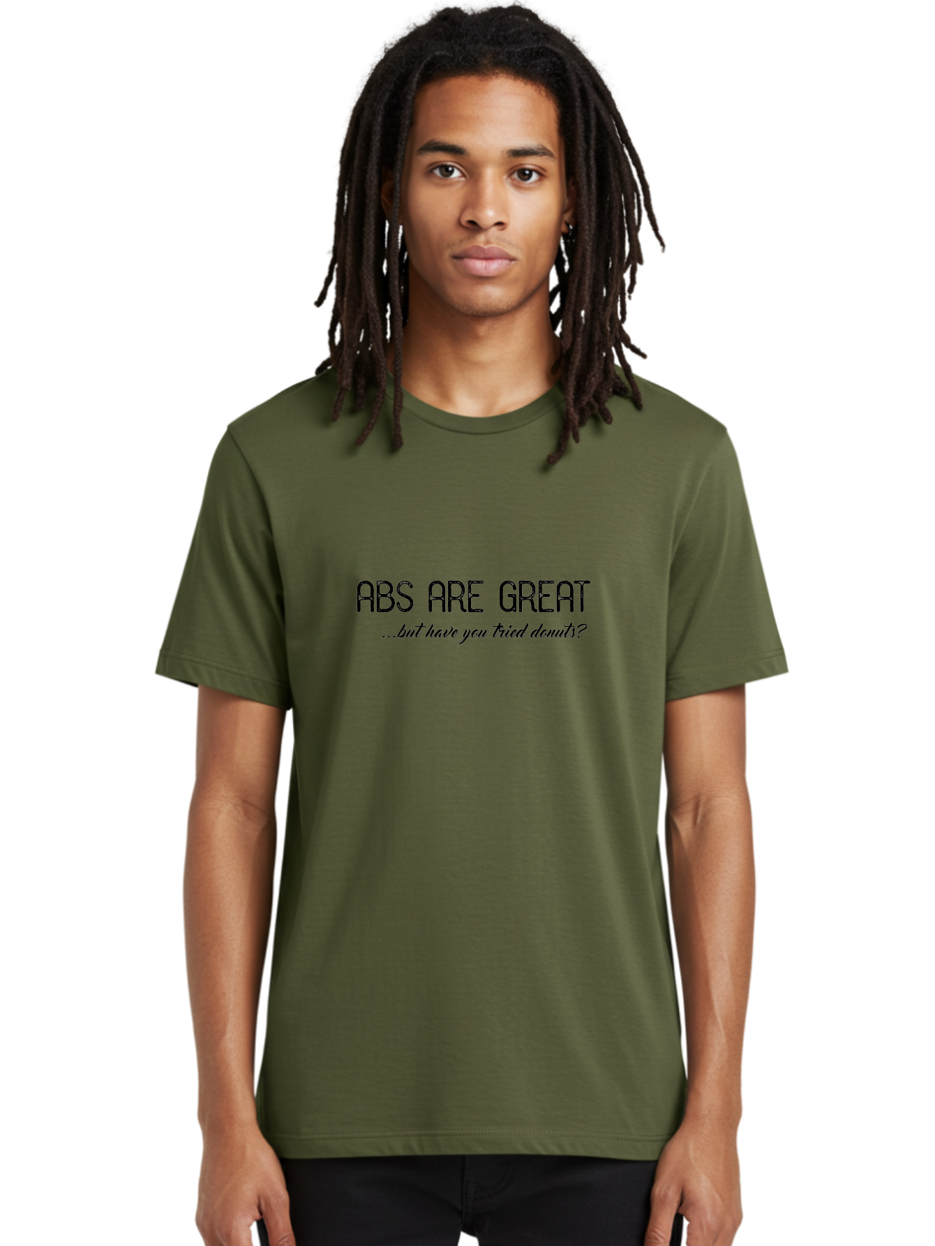 Abs-Are-Great Men'S Graphic Tee, 100% Cotton, Comfortable Casual Summer Wear, Machine Washable, Funny Quote, Humorous Saying, Donut Love, Fitness Humor, Workout Joke, Sweet Treats, Playful Message, Indulgent Humor Aac449