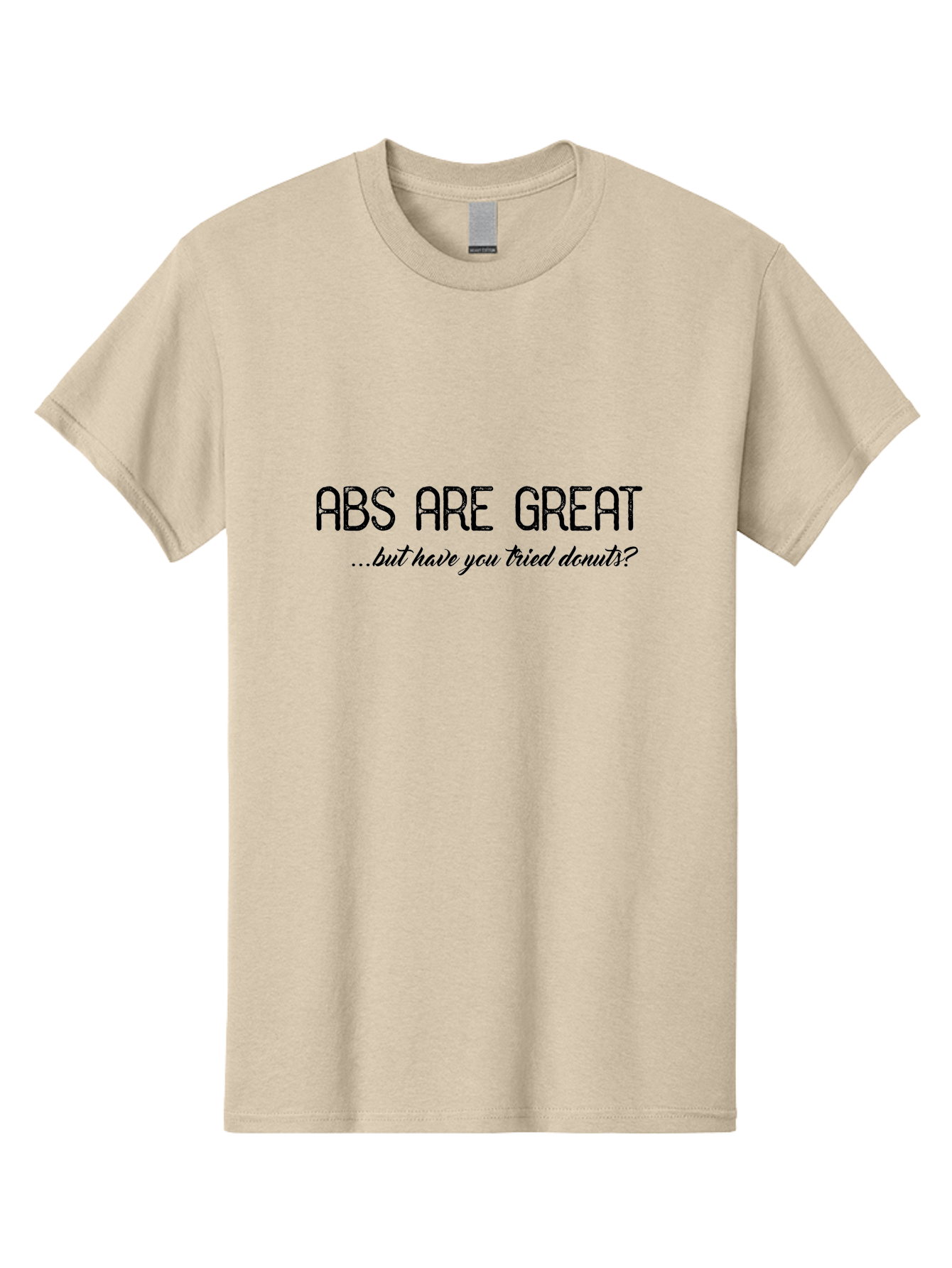 Abs-Are-Great Men'S Graphic Tee, 100% Cotton, Comfortable Casual Summer Wear, Machine Washable, Funny Quote, Humorous Saying, Donut Love, Fitness Humor, Workout Joke, Sweet Treats, Playful Message, Indulgent Humor Aac449
