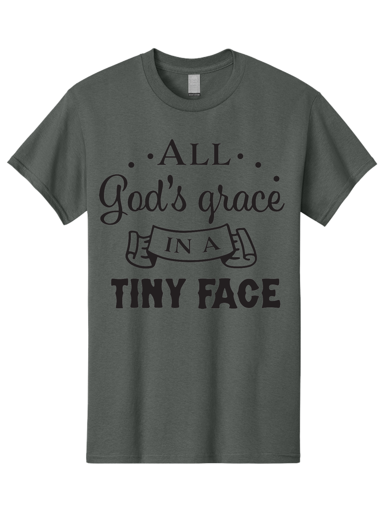 All-God-S-Grace-In-A-Tiny-Face Men'S Graphic Tee, 100% Cotton, Comfortable Casual Summer Wear, Machine Washable, Inspirational Quote, God'S Grace, Tiny Face, Cute Baby, Baby Blessing, Inspirational Message, Baby Quote, Faith, Love, Aac455