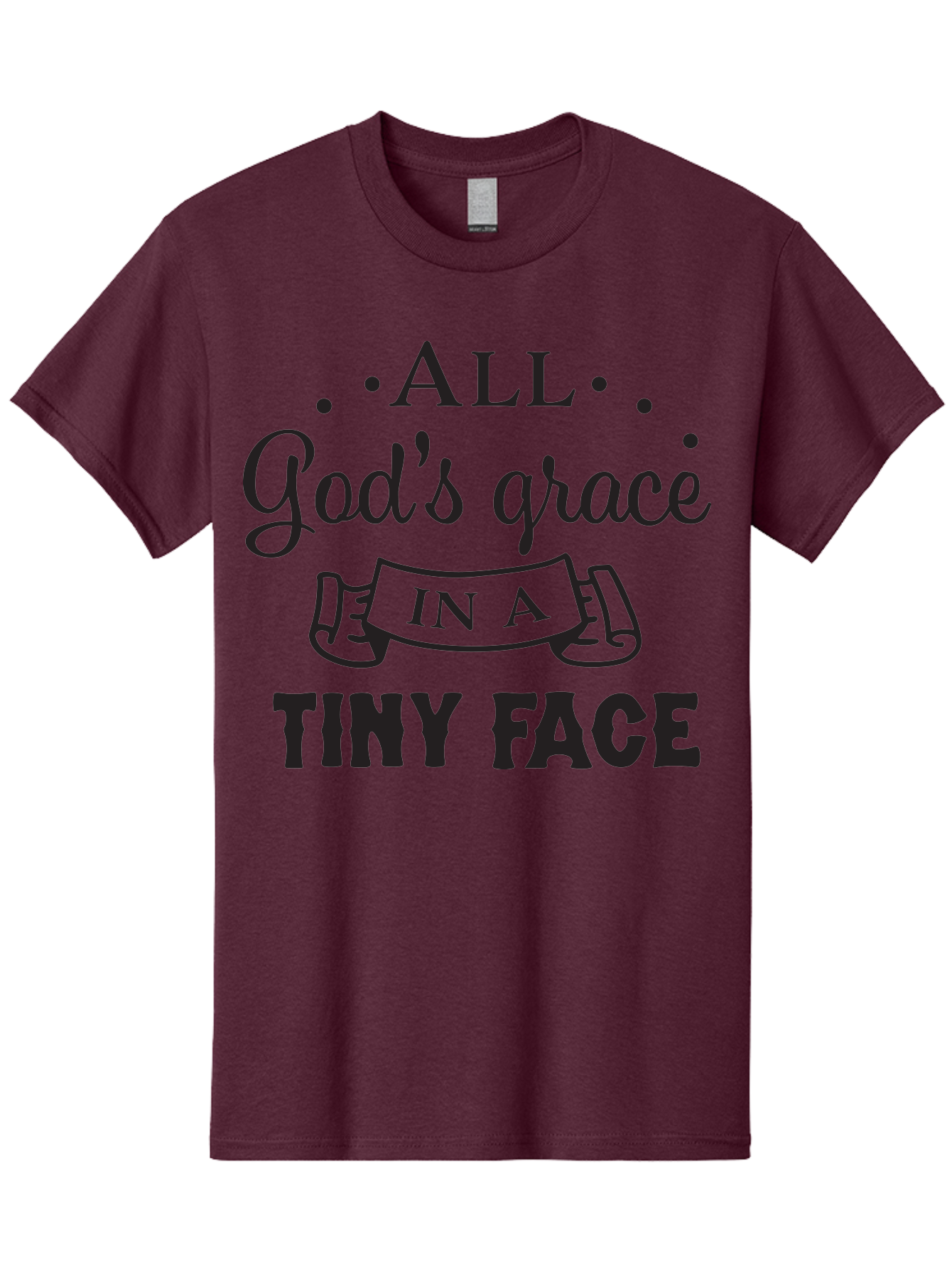 All-God-S-Grace-In-A-Tiny-Face Men'S Graphic Tee, 100% Cotton, Comfortable Casual Summer Wear, Machine Washable, Inspirational Quote, God'S Grace, Tiny Face, Cute Baby, Baby Blessing, Inspirational Message, Baby Quote, Faith, Love, Aac455
