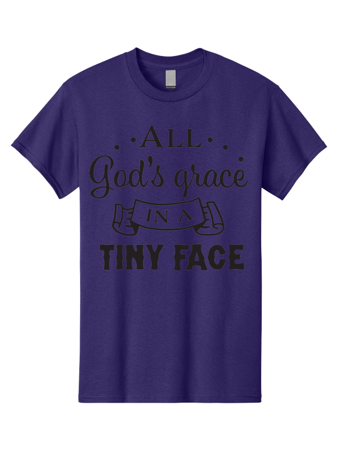 All-God-S-Grace-In-A-Tiny-Face Men'S Graphic Tee, 100% Cotton, Comfortable Casual Summer Wear, Machine Washable, Inspirational Quote, God'S Grace, Tiny Face, Cute Baby, Baby Blessing, Inspirational Message, Baby Quote, Faith, Love, Aac455