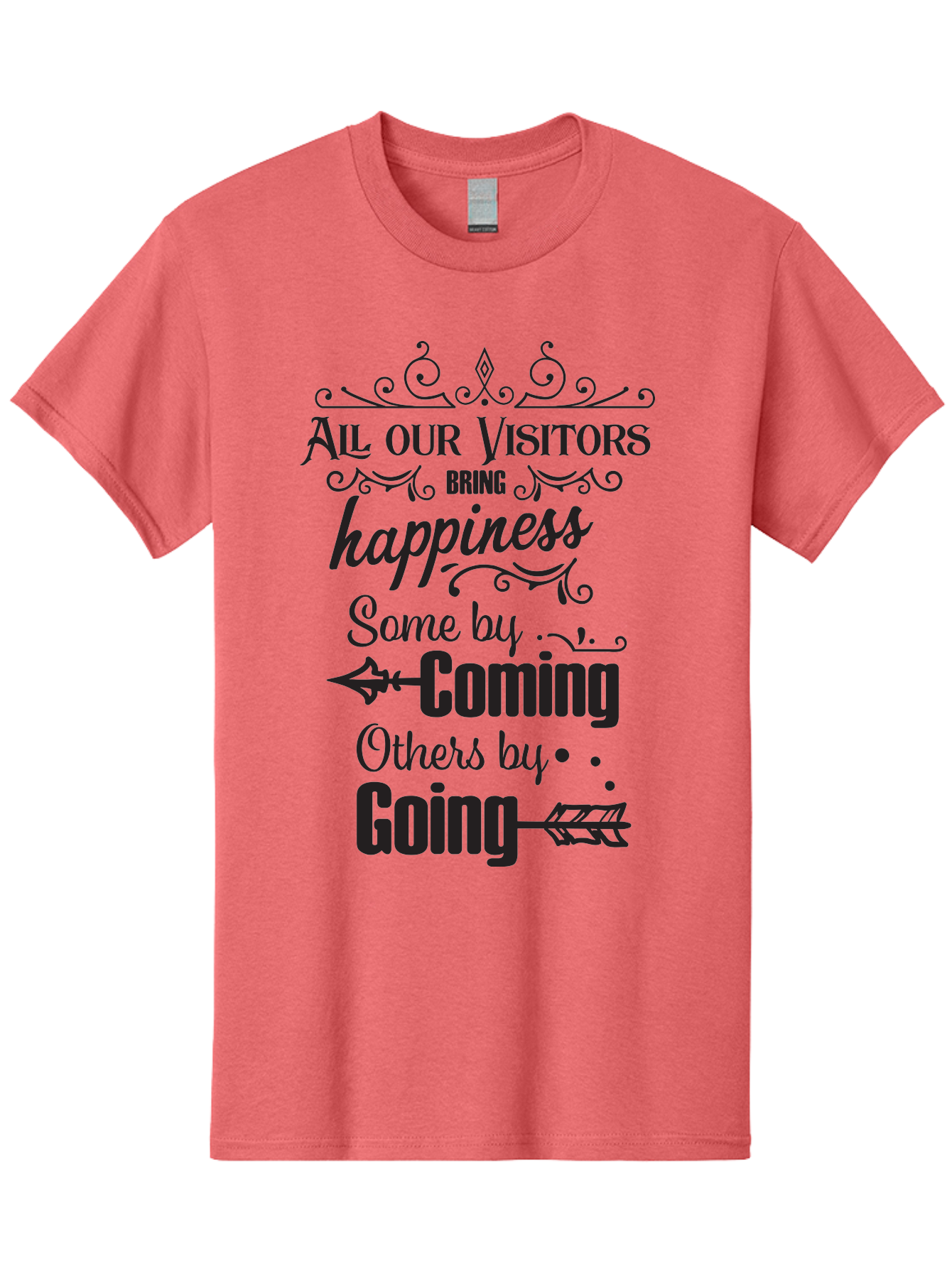 All-Our-Visitors Men'S Graphic Tee, 100% Cotton, Comfortable Casual Summer Wear, Machine Washable, Inspirational Quote, Happiness, Visitors, Coming And Going, Positivity, Motivational Message, Funny Saying, Witty Humor, Guest Book Quote Aac459