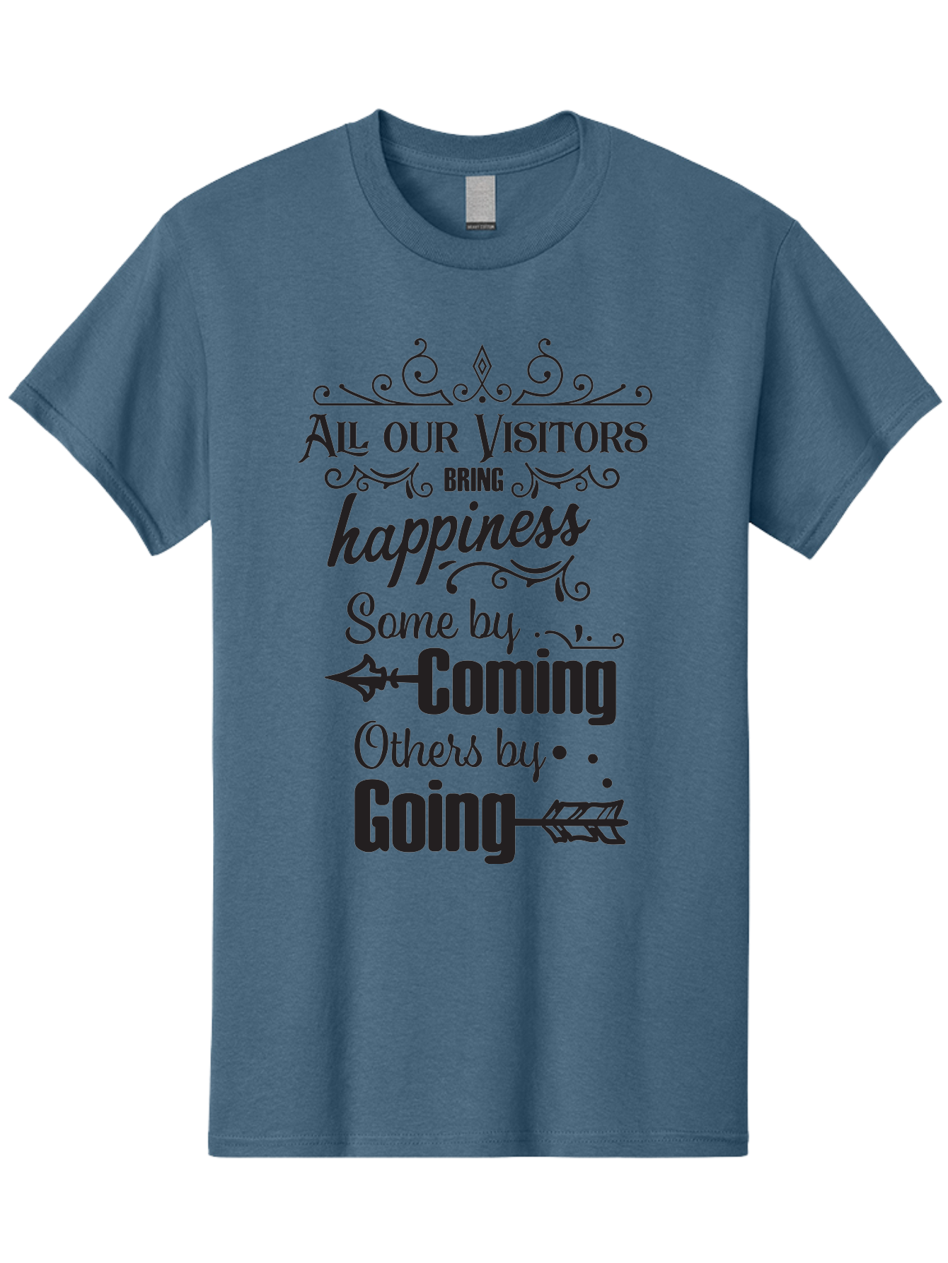 All-Our-Visitors Men'S Graphic Tee, 100% Cotton, Comfortable Casual Summer Wear, Machine Washable, Inspirational Quote, Happiness, Visitors, Coming And Going, Positivity, Motivational Message, Funny Saying, Witty Humor, Guest Book Quote Aac459