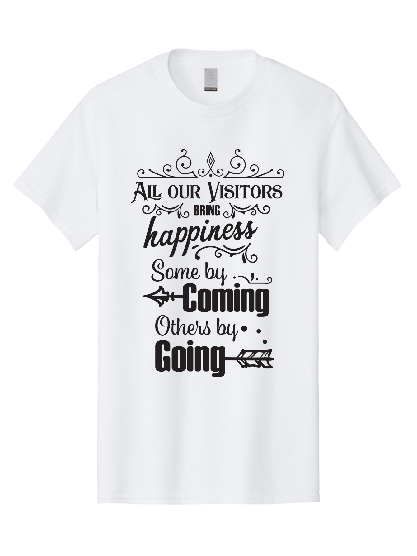 All-Our-Visitors Men'S Graphic Tee, 100% Cotton, Comfortable Casual Summer Wear, Machine Washable, Inspirational Quote, Happiness, Visitors, Coming And Going, Positivity, Motivational Message, Funny Saying, Witty Humor, Guest Book Quote Aac459