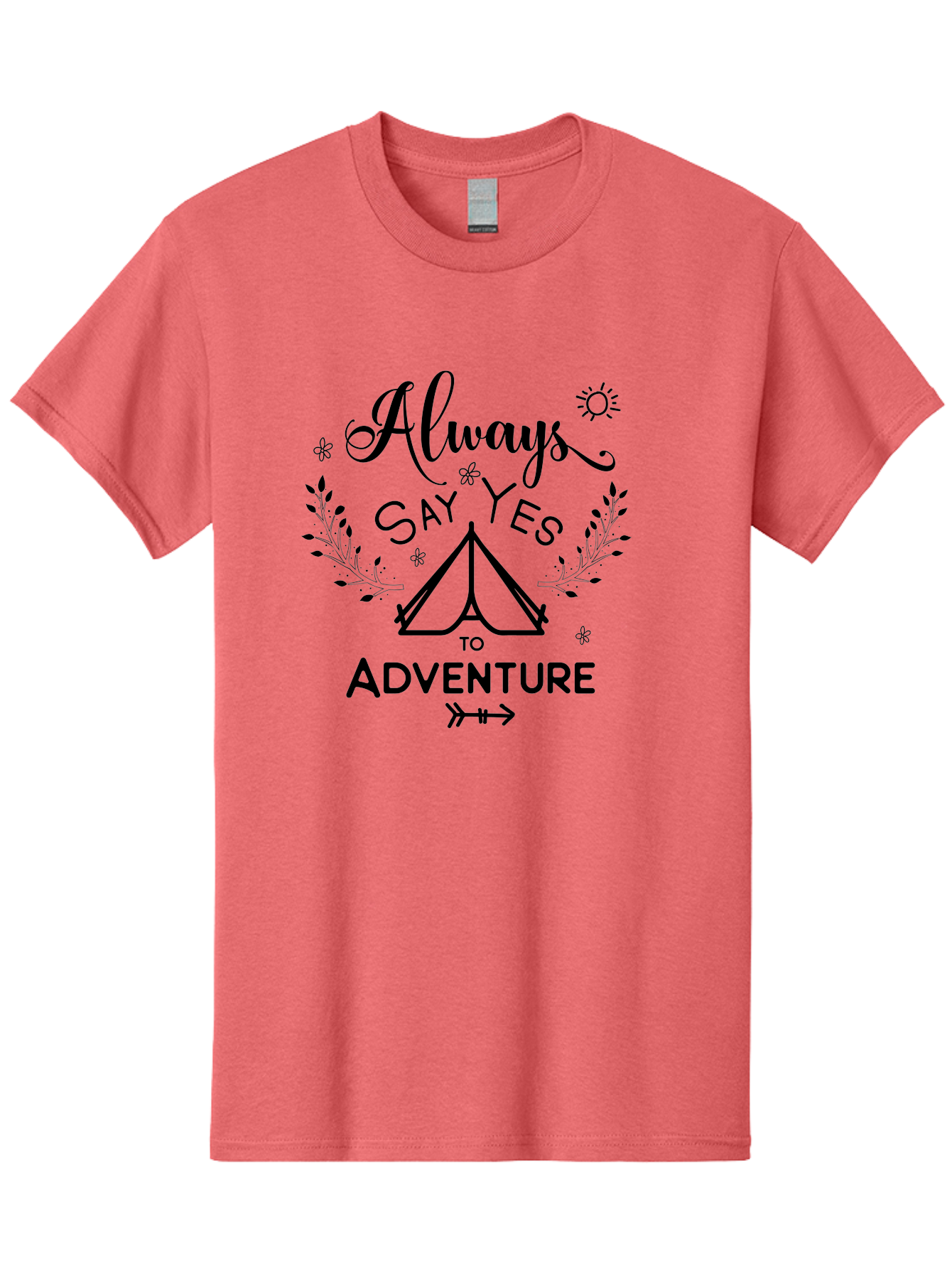 Always-Say-Yes-To-Adventure Men'S Graphic Tee, 100% Cotton, Comfortable Casual Summer Wear, Machine Washable, Camping Adventure, Outdoor Escapade, Nature Exploration, Adventure Seeking, Positive Vibes, Wanderlust Spirit, Inspirational Quote, Aac467
