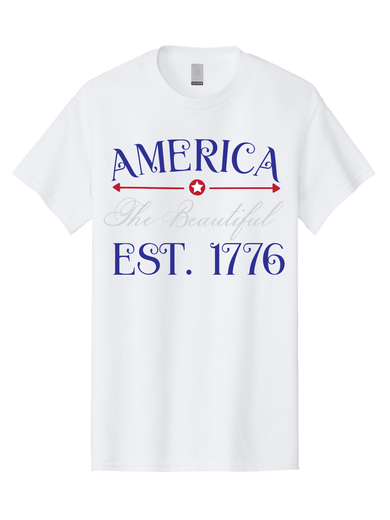 America-The-Beautiful-Est-1776 Men'S Graphic Tee, 100% Cotton, Comfortable Casual Summer Wear, Machine Washable, America The Beautiful, Patriotic Design, Vintage Typography, Star Symbol, Red White And Blue, 4Th Of July, Independence Day, Aac469