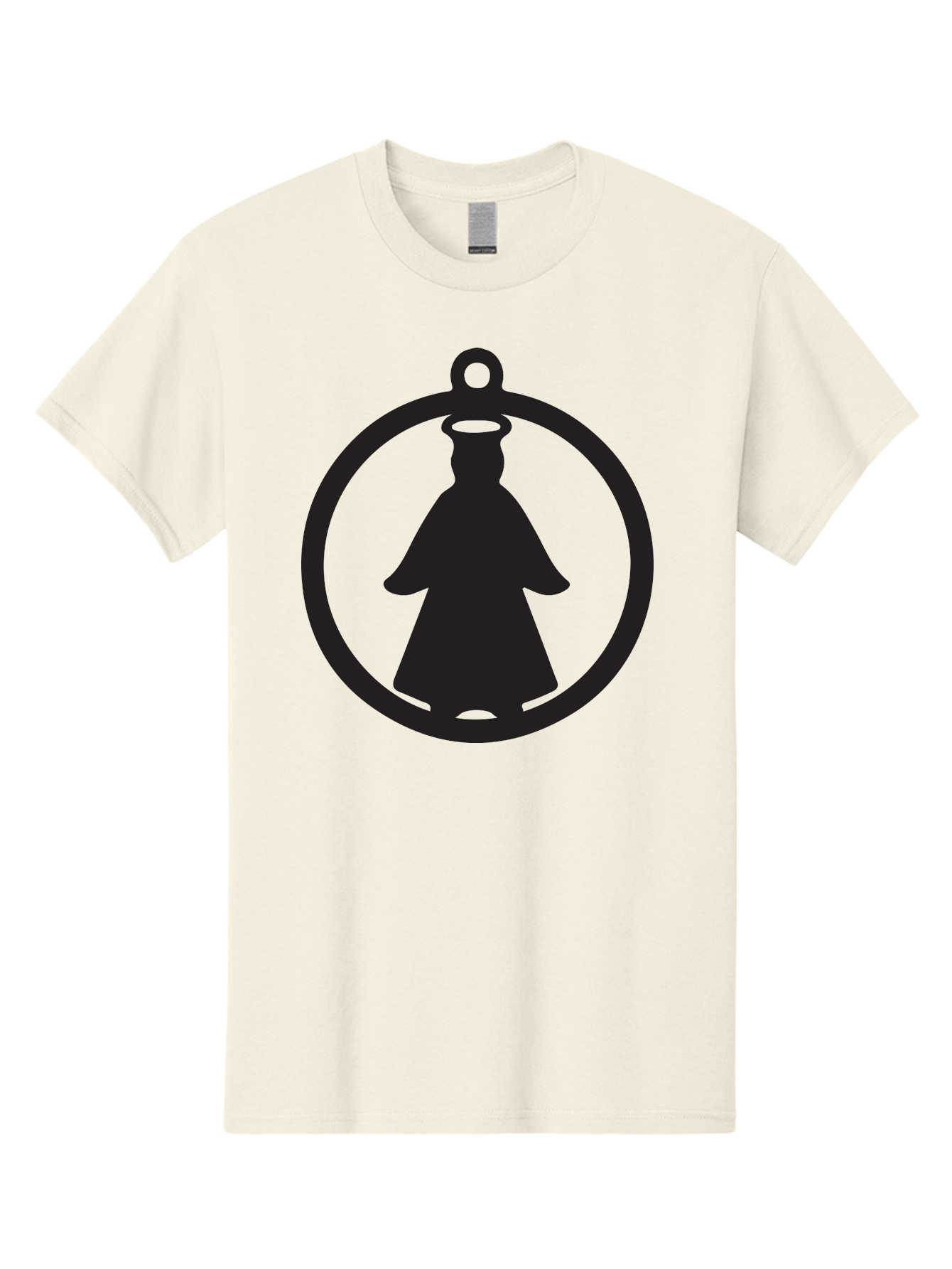 Angel-Pendant Men'S Graphic Tee, 100% Cotton, Comfortable Casual Summer Wear, Machine Washable, Angel Silhouette, Religious Symbol, Divine Presence, Spiritual Icon, Halo, Holy Figure, Religious Art, Sacred Imagery, Faith Symbol Aac474