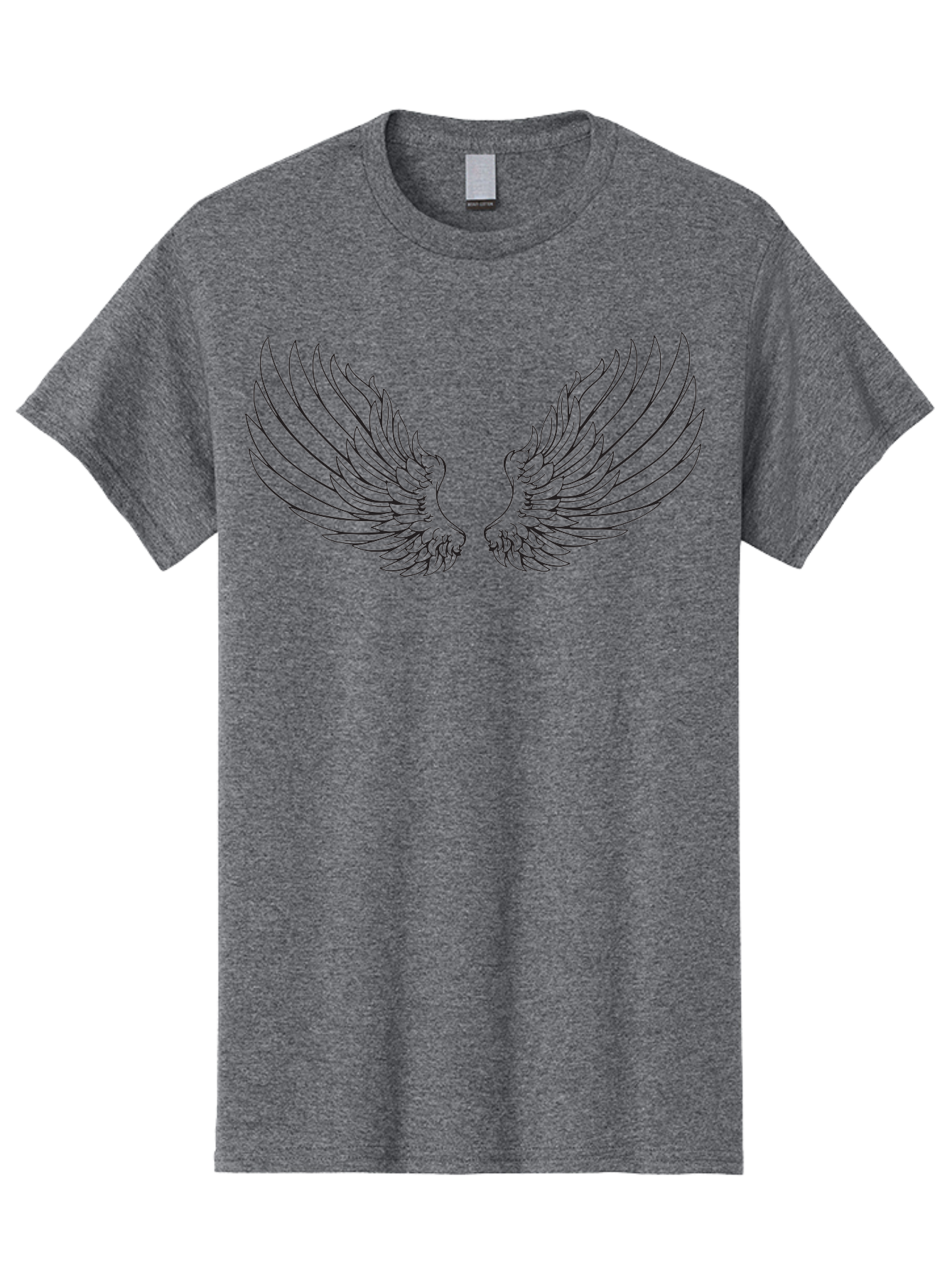 Angel-Wings-2 Men'S Graphic Tee, 100% Cotton, Comfortable Casual Summer Wear, Machine Washable, Angel Wings, Feathered Wings, Black Outline, Wing Design, Spiritual Symbol, Mystical Art, Fantasy Illustration, Winged Creature Aac477