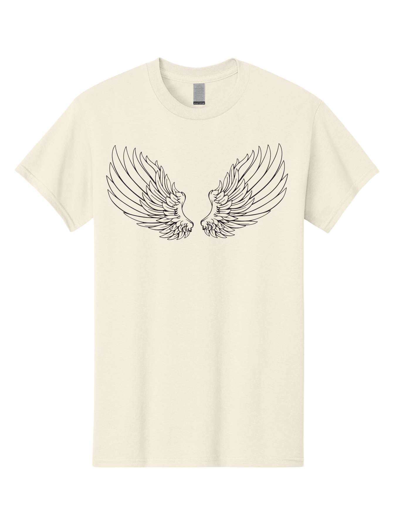 Angel-Wings-2 Men'S Graphic Tee, 100% Cotton, Comfortable Casual Summer Wear, Machine Washable, Angel Wings, Feathered Wings, Black Outline, Wing Design, Spiritual Symbol, Mystical Art, Fantasy Illustration, Winged Creature Aac477