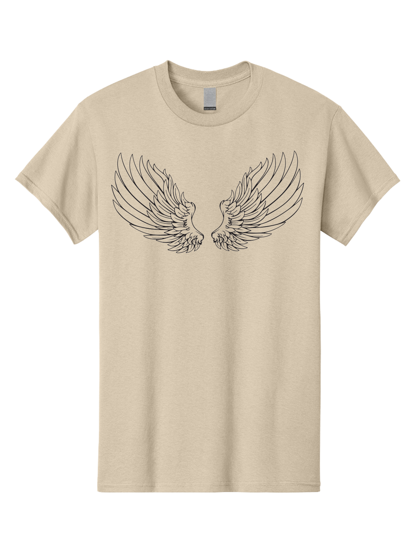 Angel-Wings-2 Men'S Graphic Tee, 100% Cotton, Comfortable Casual Summer Wear, Machine Washable, Angel Wings, Feathered Wings, Black Outline, Wing Design, Spiritual Symbol, Mystical Art, Fantasy Illustration, Winged Creature Aac477
